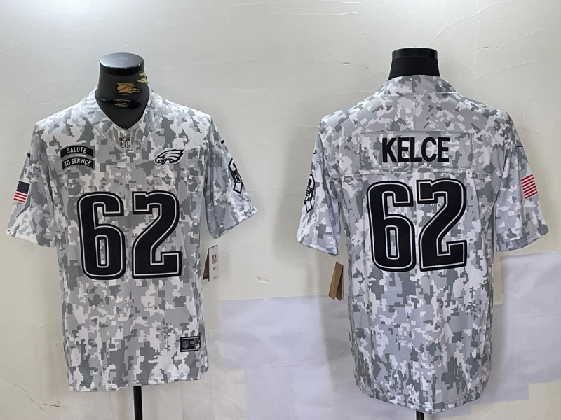 Men's Philadelphia Eagles Jason Kelce #62 Arctic Camo 2024 Salute to Service Limited Jerseys