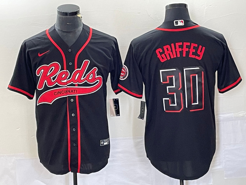 Men's Cincinnati Reds Ken Griffey Jr. #30 Black Replica Player Jerseys Joint Edition
