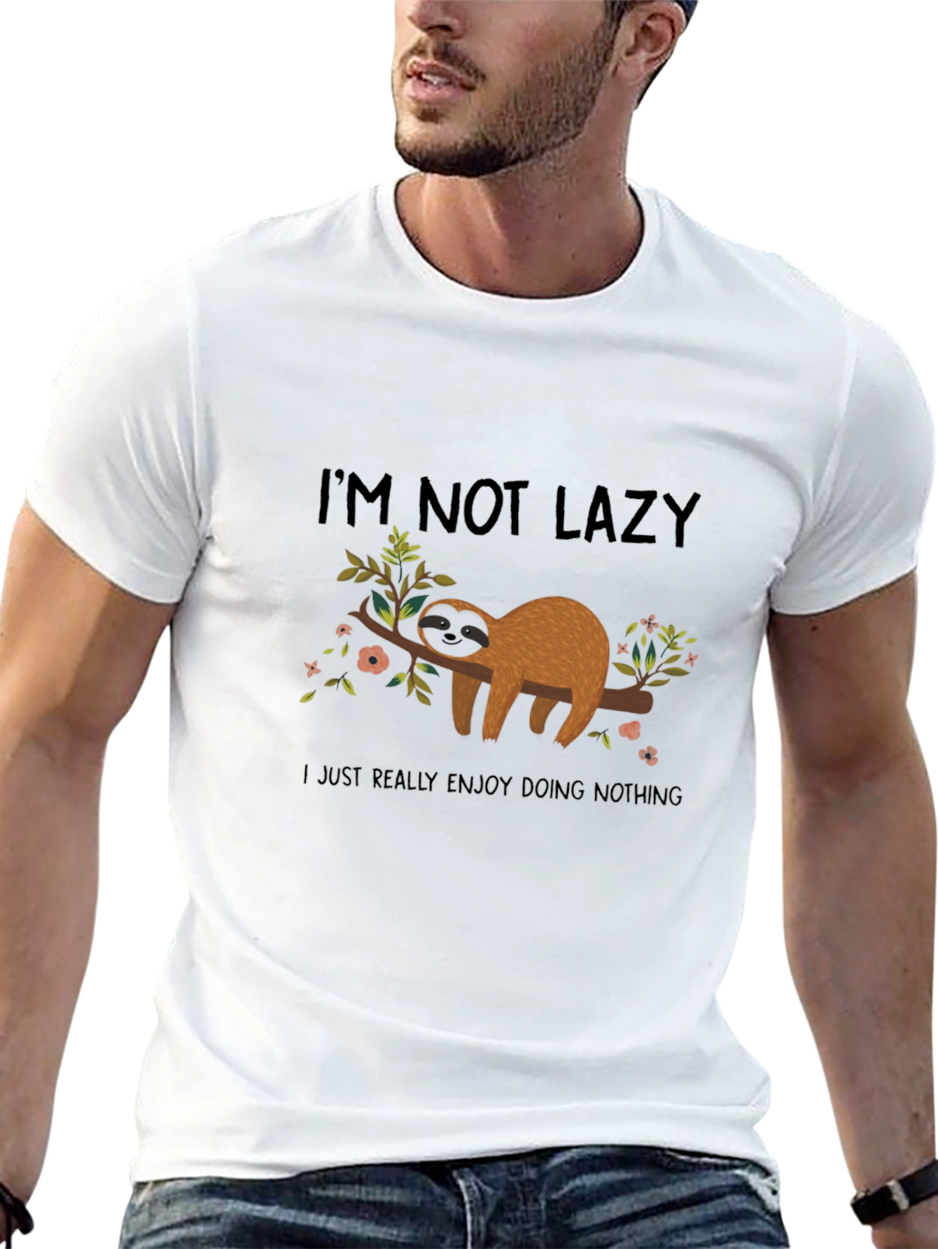 Funny Sloth Graphic Tee - Im Not Lazy Black