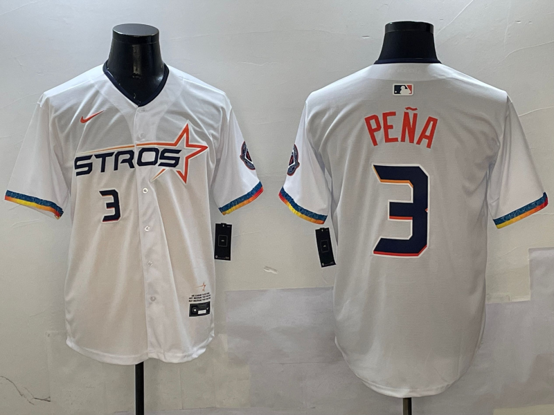 Men's Houston Astros Jeremy Pena #3 White 2025 City Connect Limited Player Jerseys