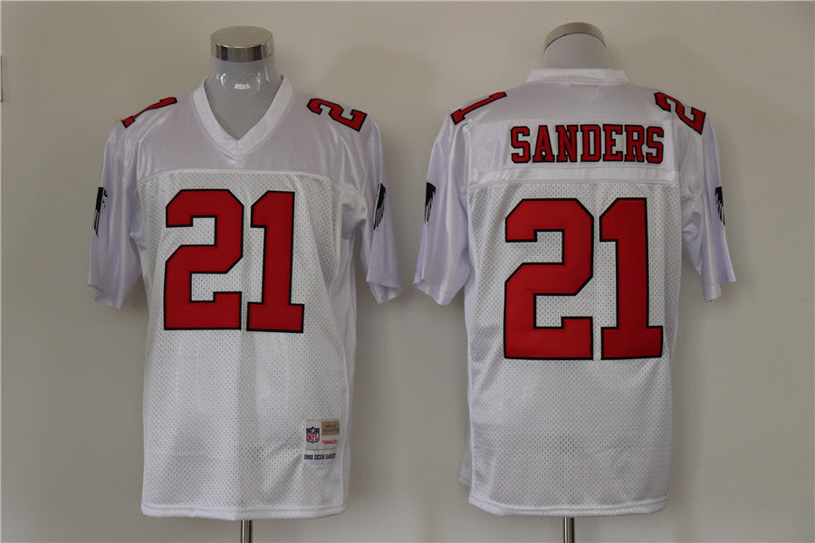 Men's Atlanta Falcons Deion Sanders Mitchell & Ness White Legacy Replica Jerseys