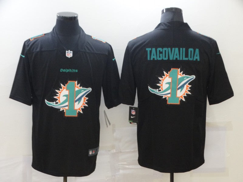 Men's Miami Dolphins Tua Tagovailoa #1 Black Authentic Game Jerseys