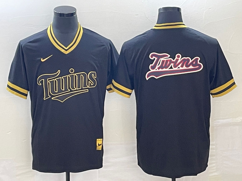 Men's Minnesota Twins Black Replica Player Logo Jerseys
