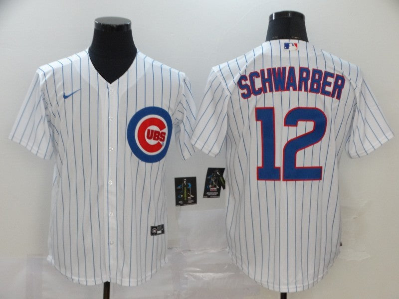 Men's Chicago Cubs Kyle Schwarber #12 White Replica Baseball Jerseys