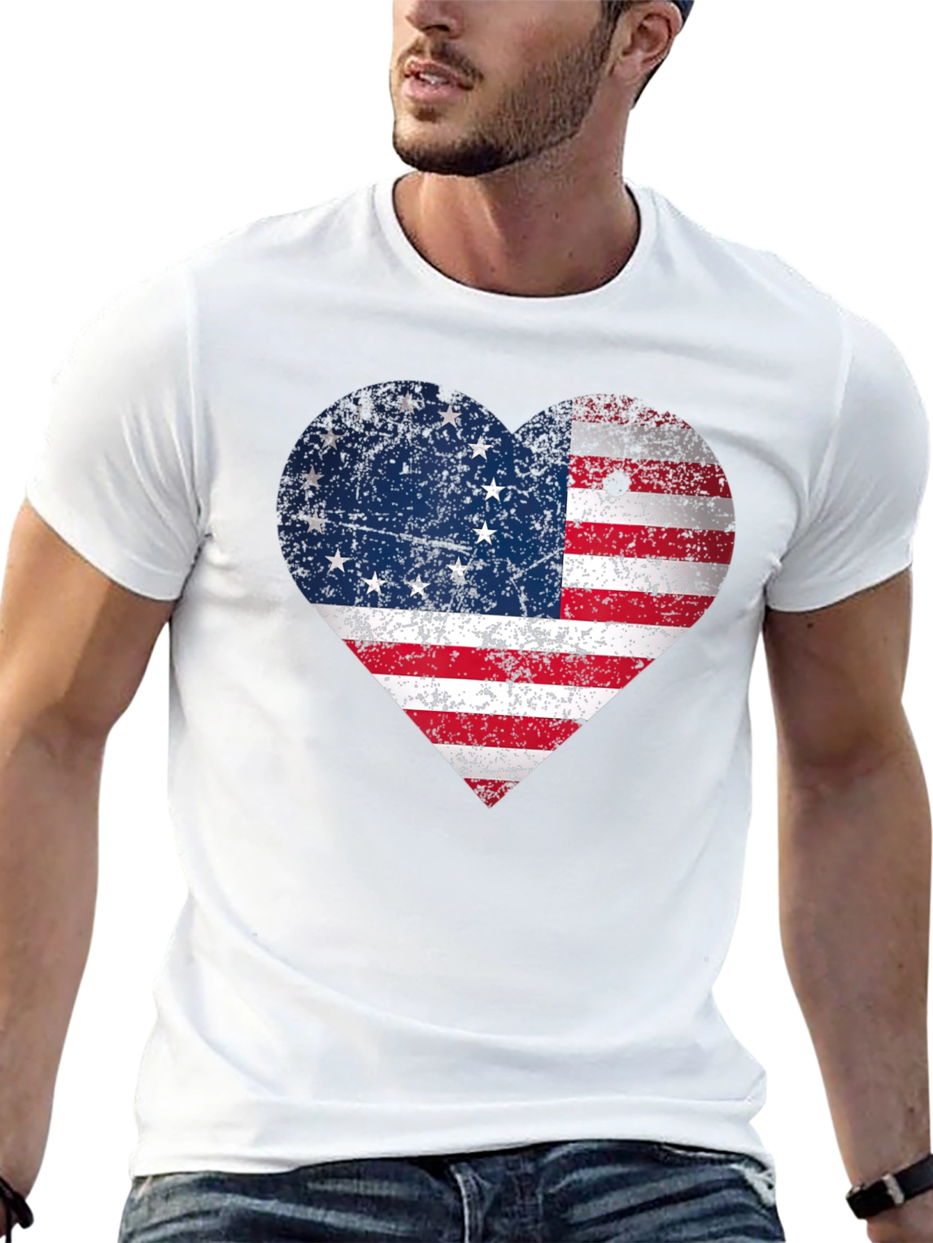American Flag Heart T-Shirt - Patriotic Pride