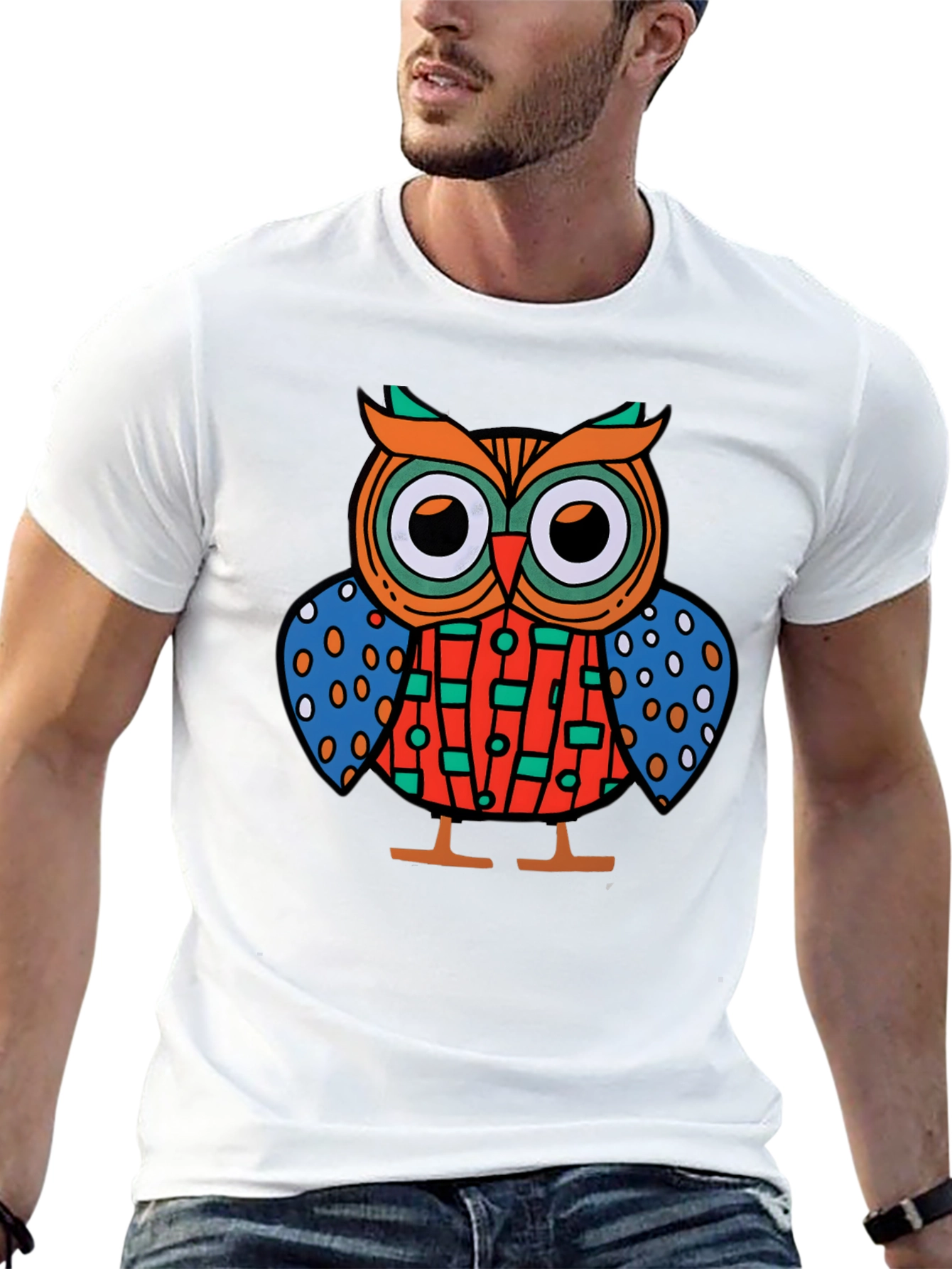 Funky Owl Graphic Tee - Mens Black T-Shirt