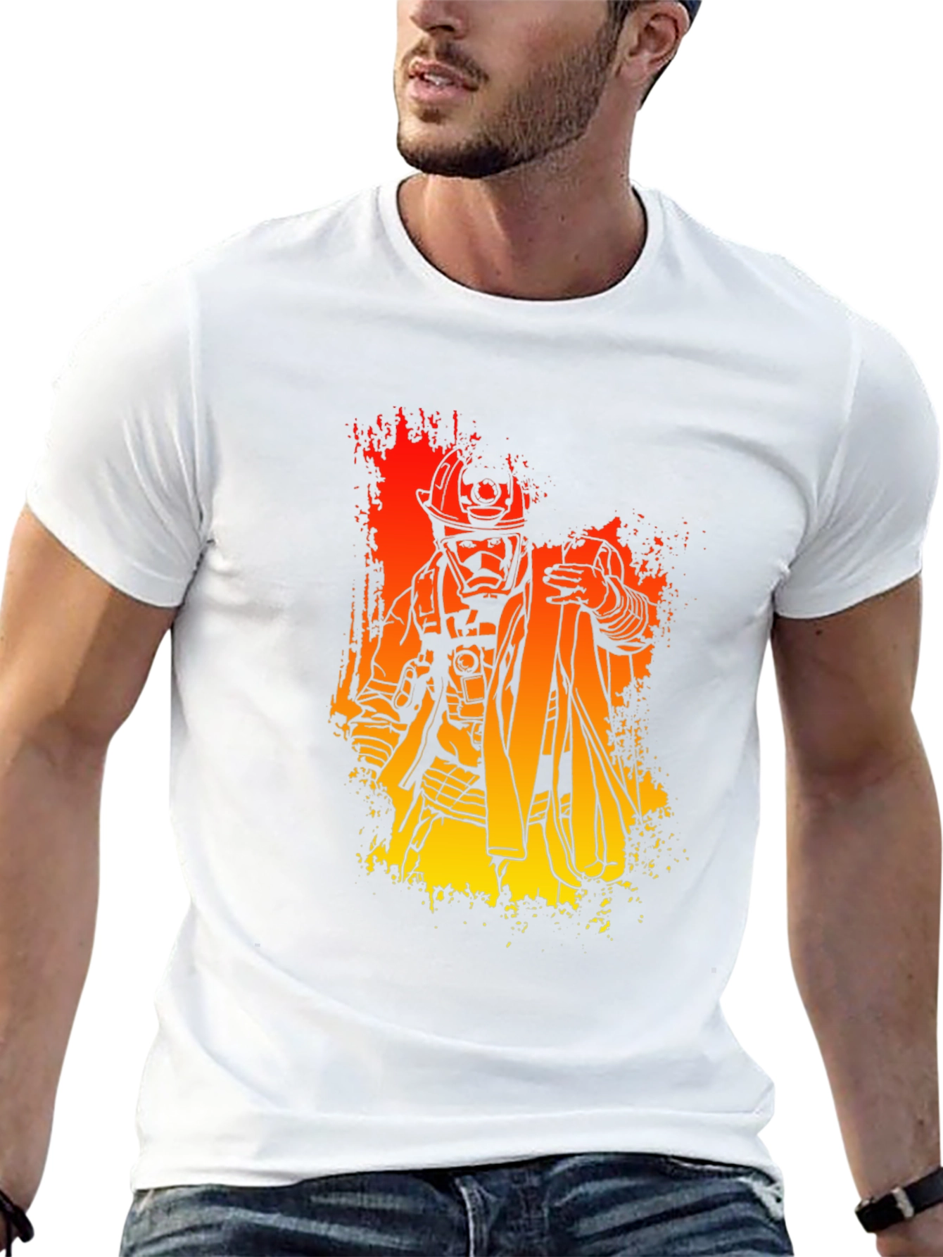 Firefighter Graphic Print T-Shirt
