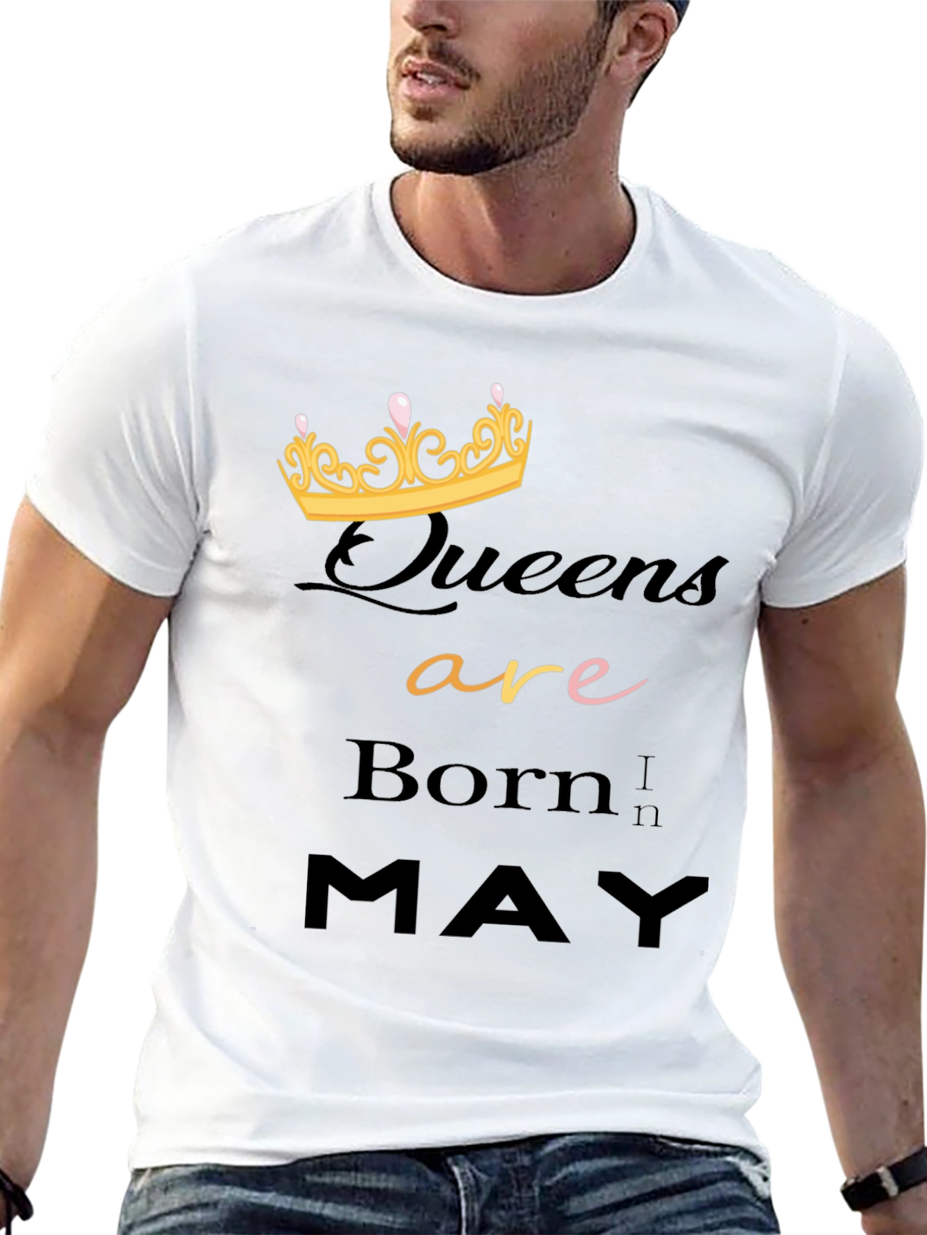 Queens Are Born In May Black Graphic T-Shirt