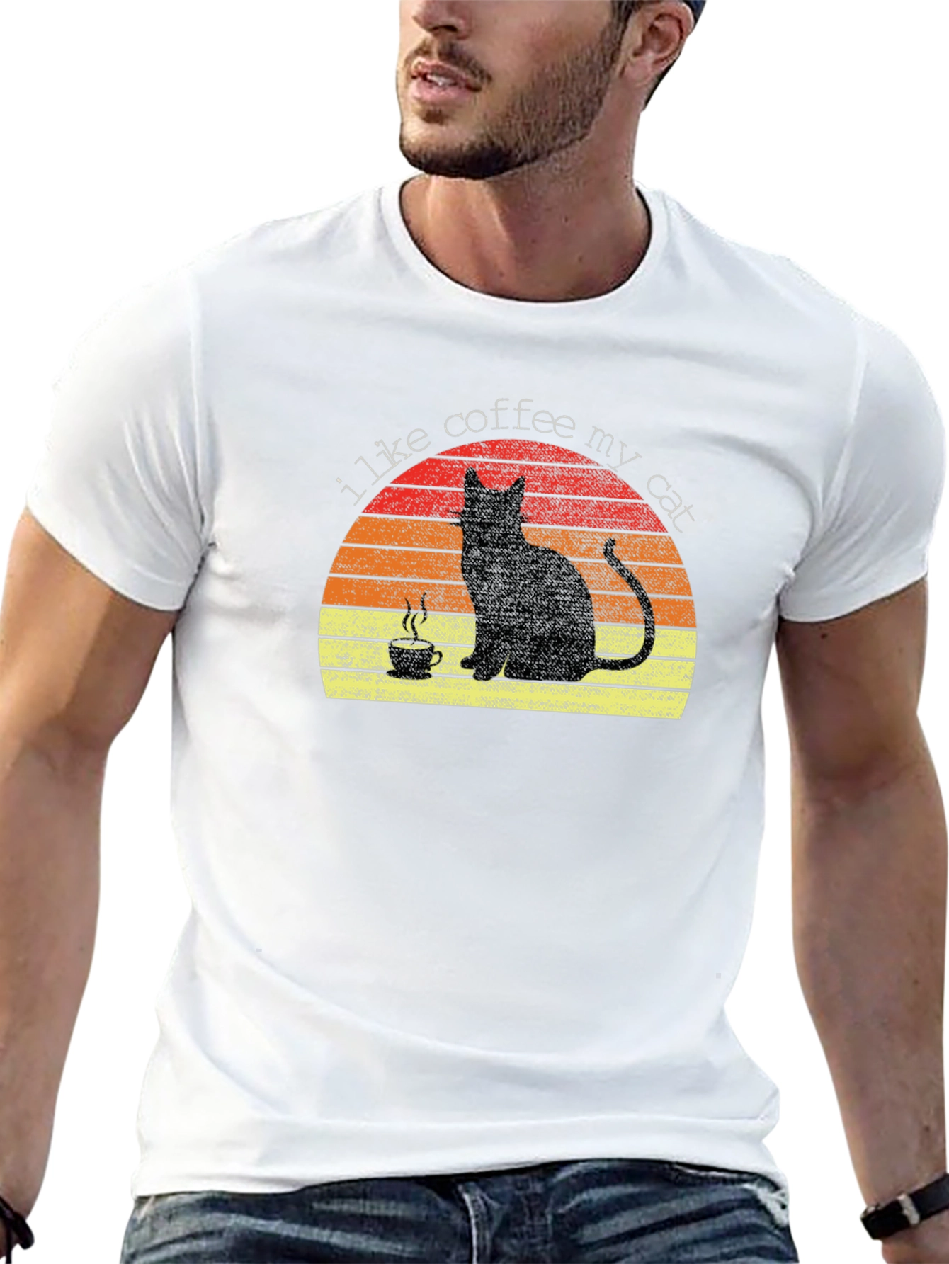 I Like Coffee My Cat T-Shirt - Black Tee