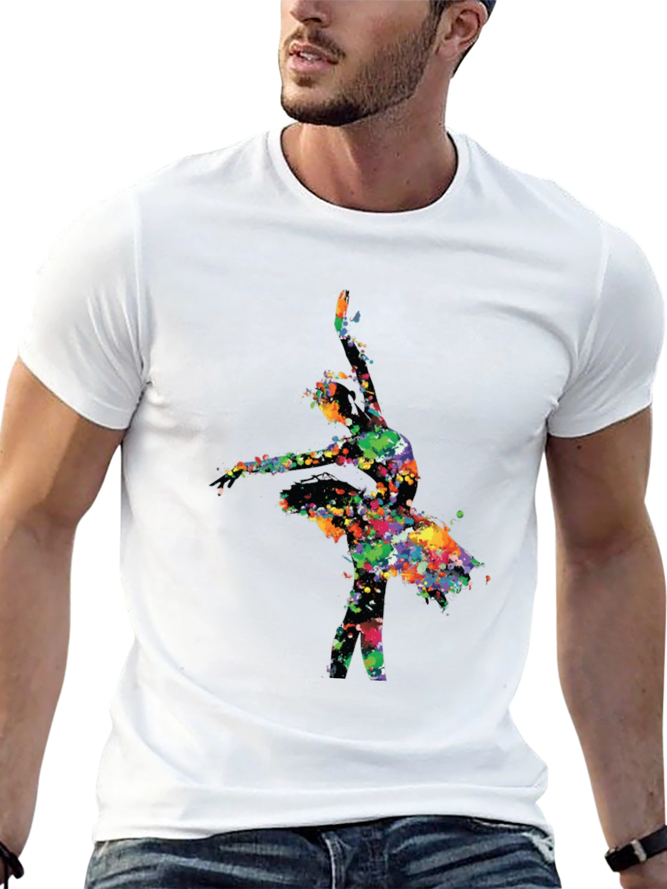 Watercolor Ballerina Black T-Shirt