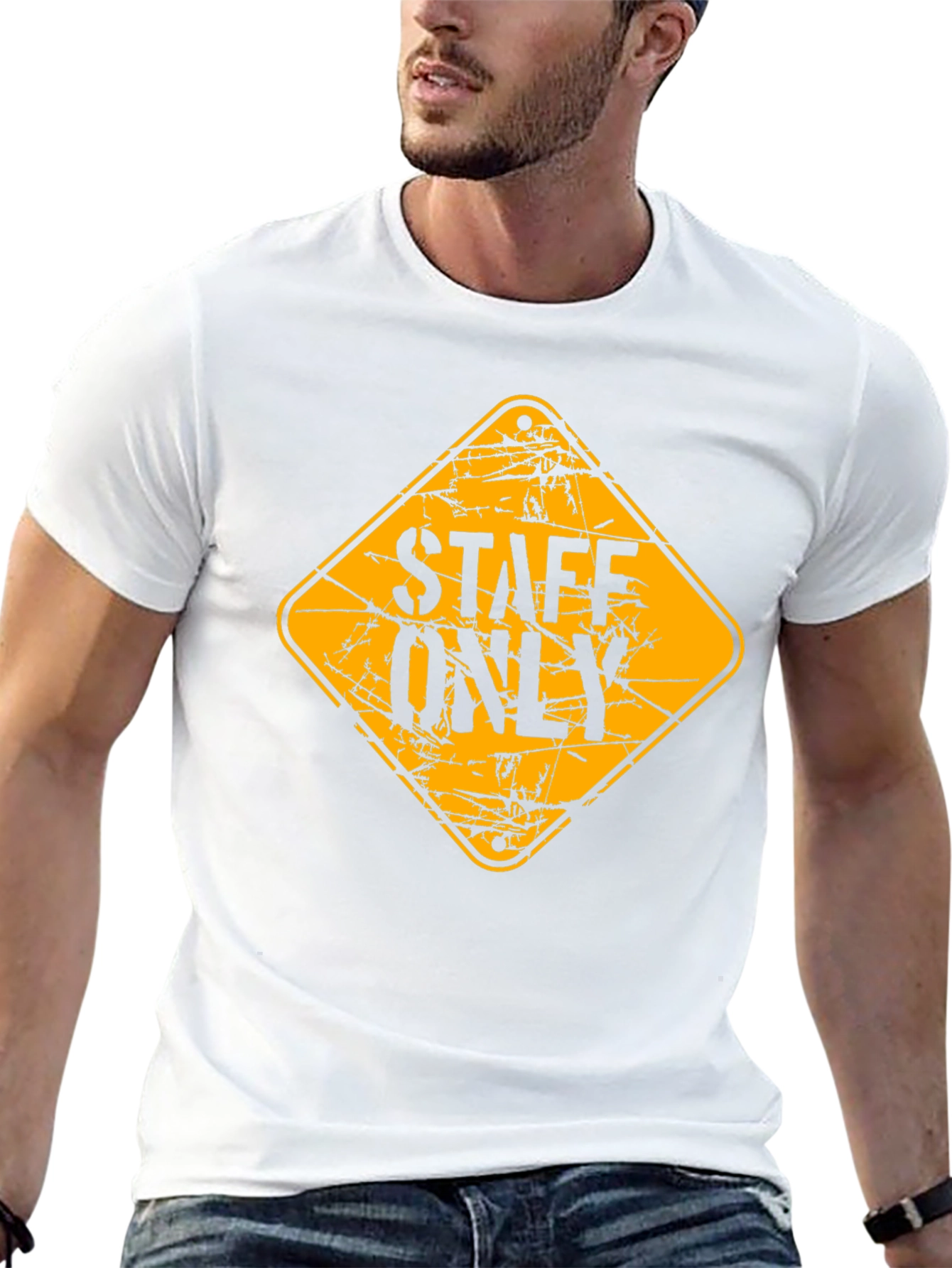 Staff Only Graphic Tee - Black Cotton T-Shirt