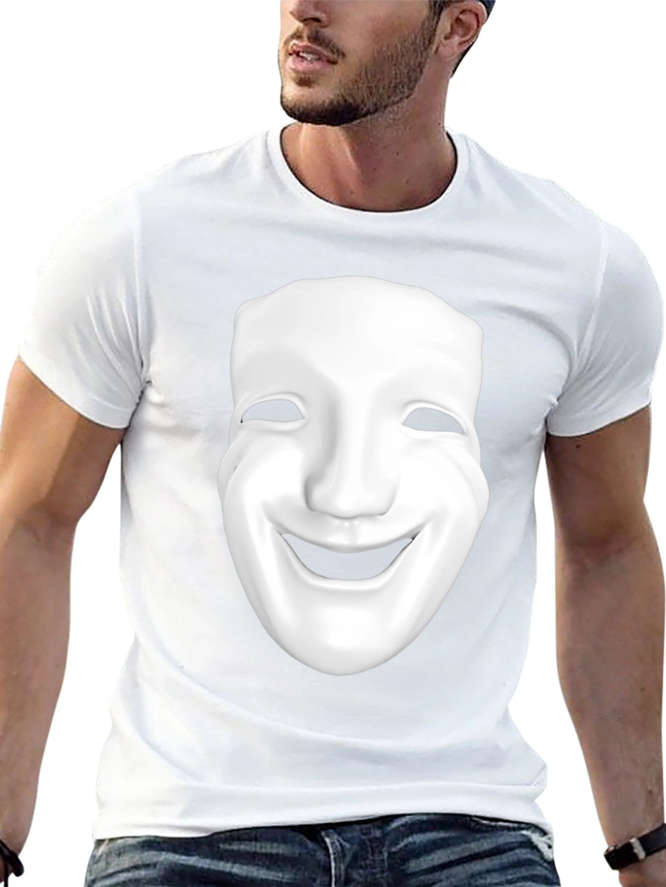 Smiling Mask Graphic T-Shirt - Black