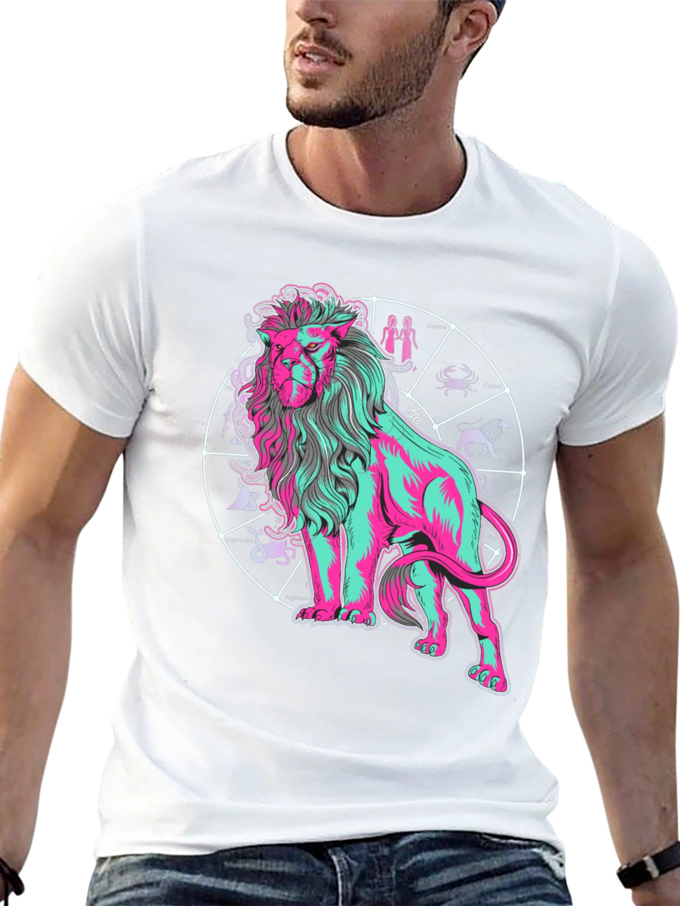 Zodiac Lion Graphic Tee - Trendy Astrology Shirt