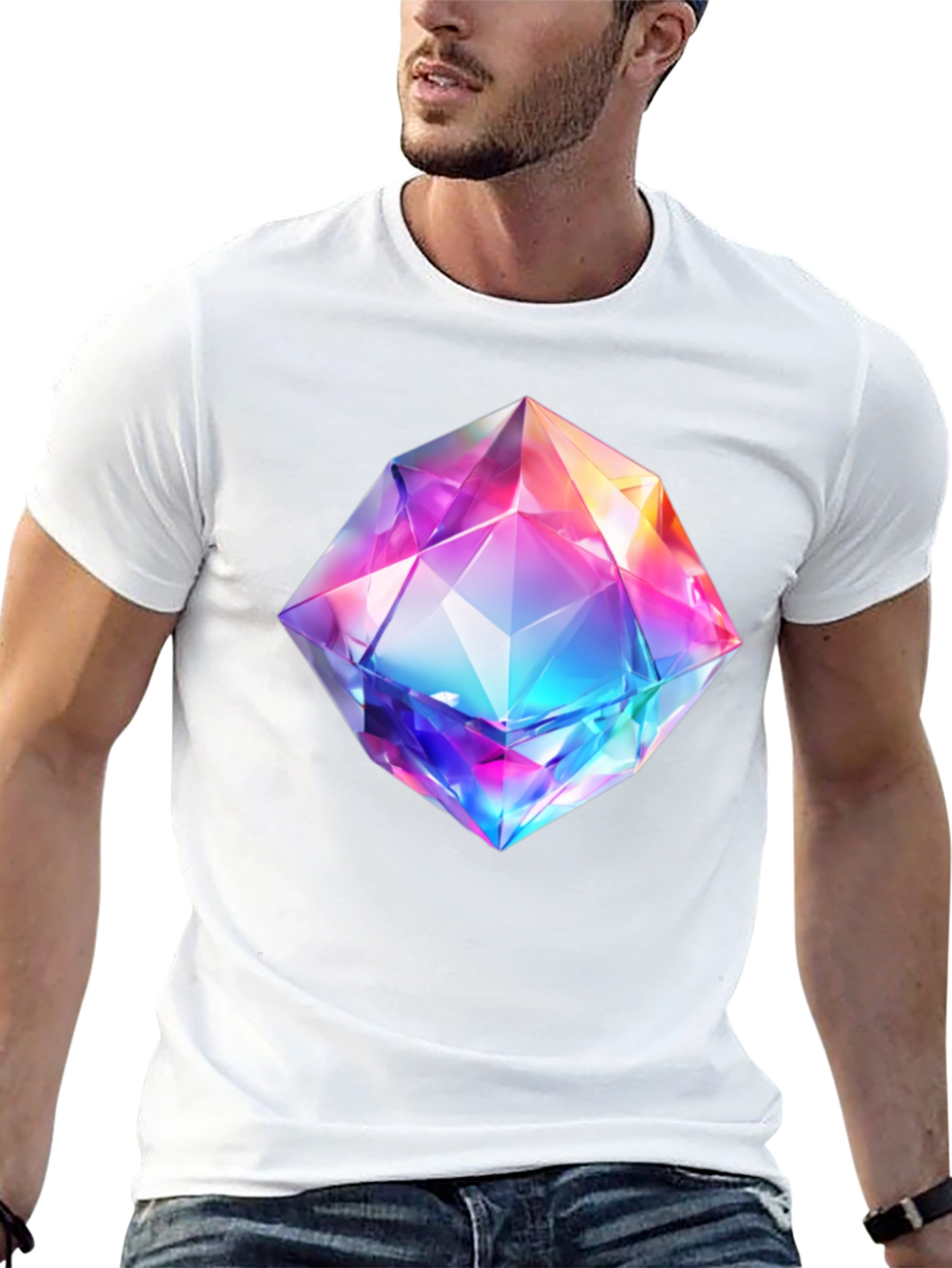 Prismatic Gem Graphic Tee - Modern Style