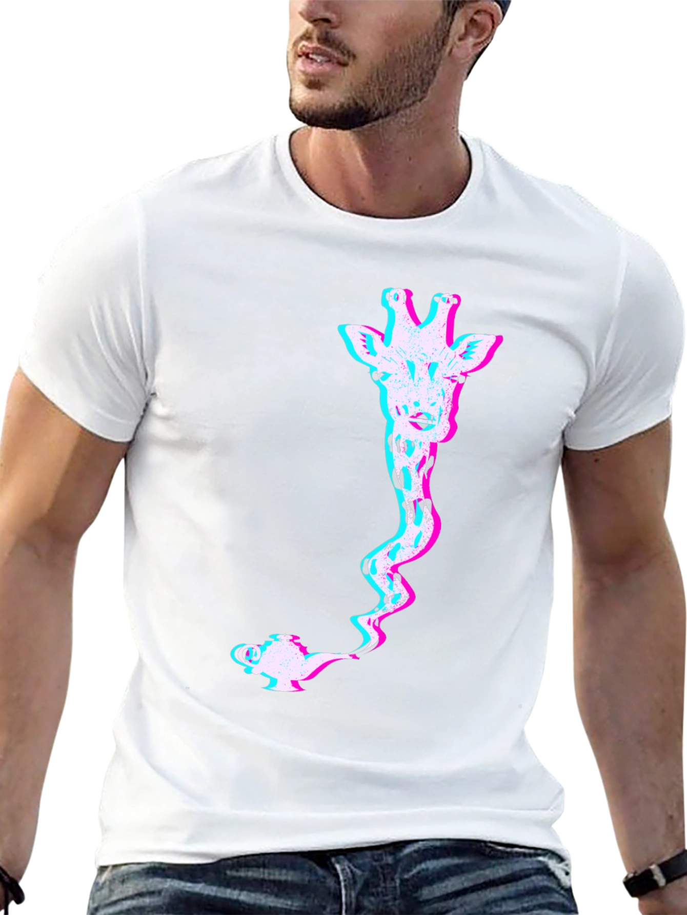 Giraffe Genie Glitch Graphic Tee