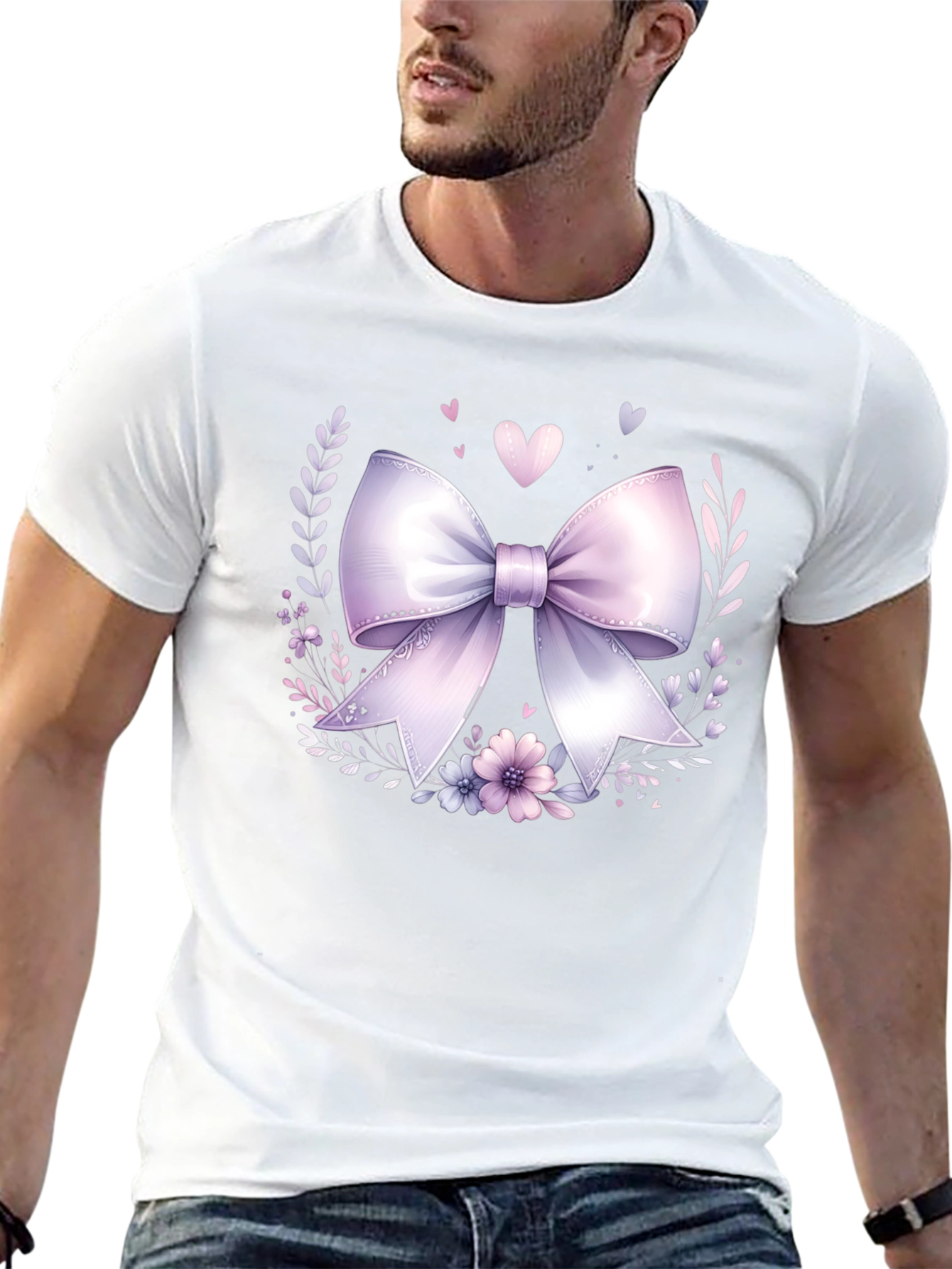 Floral Bow Graphic Tee - Stylish Casual Wear