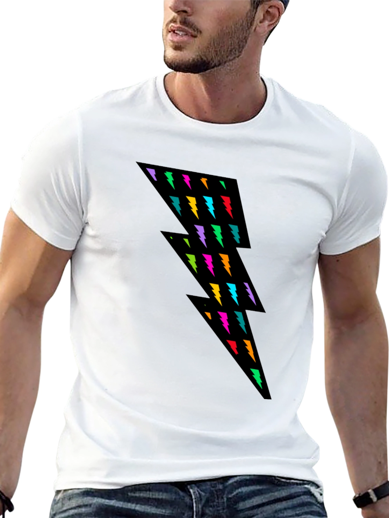 Lightning Bolt Graphic Tee - Black Casual Shirt