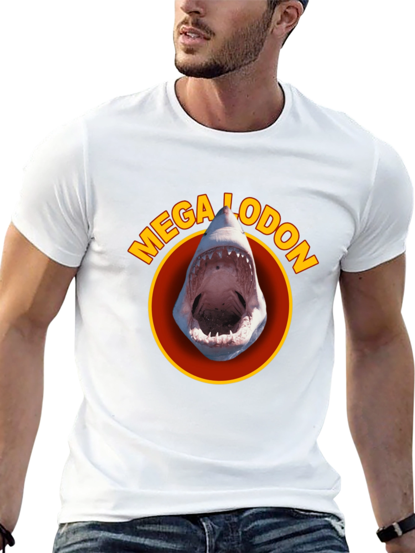 Megalodon Shark Graphic Tee - Black Cotton T-Shirt