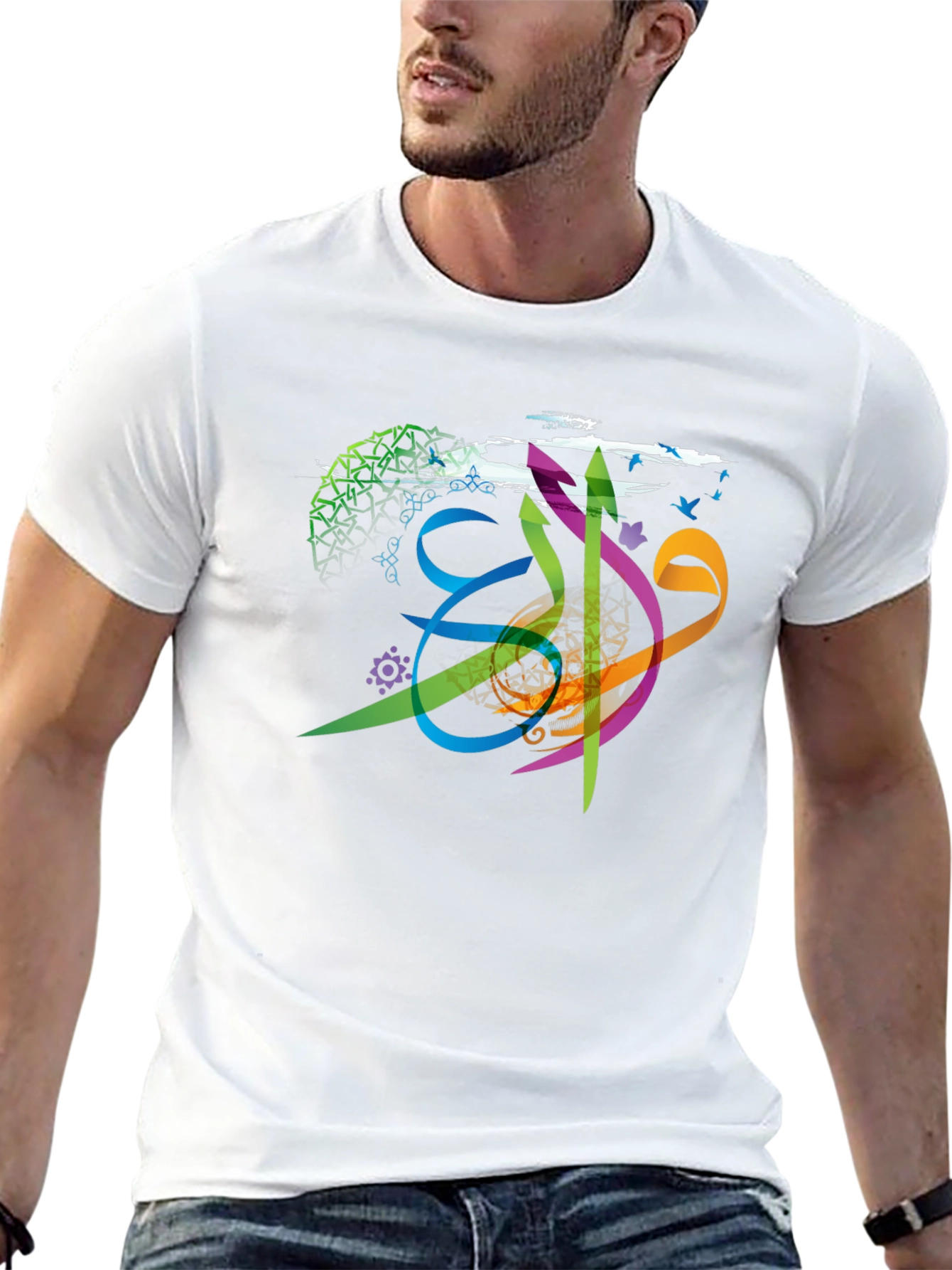 Artistic Arabic Calligraphy Mens T-Shirt - Black