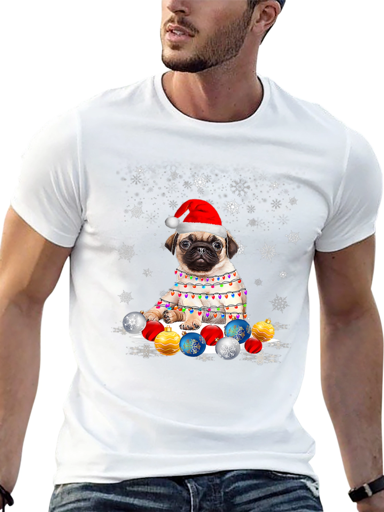 Festive Pug Christmas T-Shirt