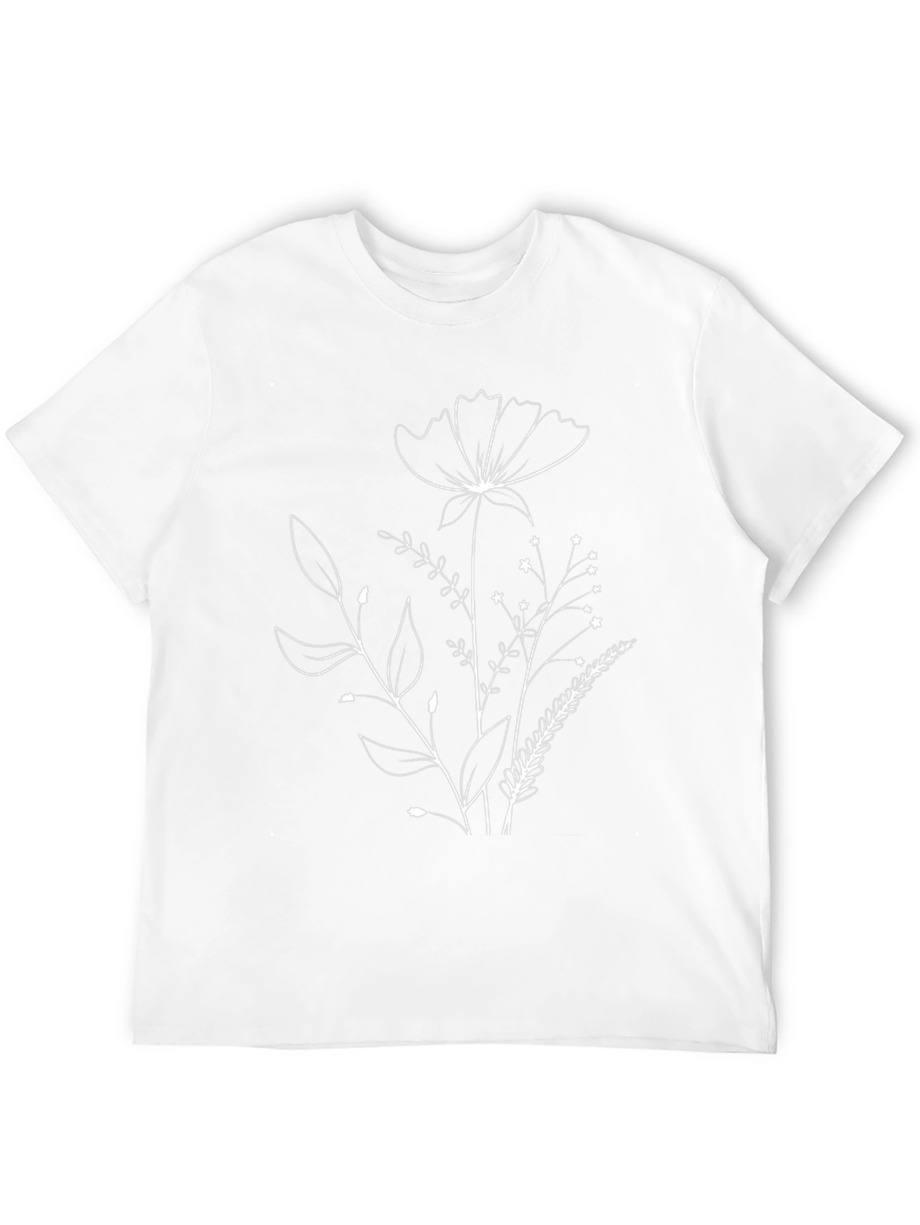 Floral Outline Black T-Shirt