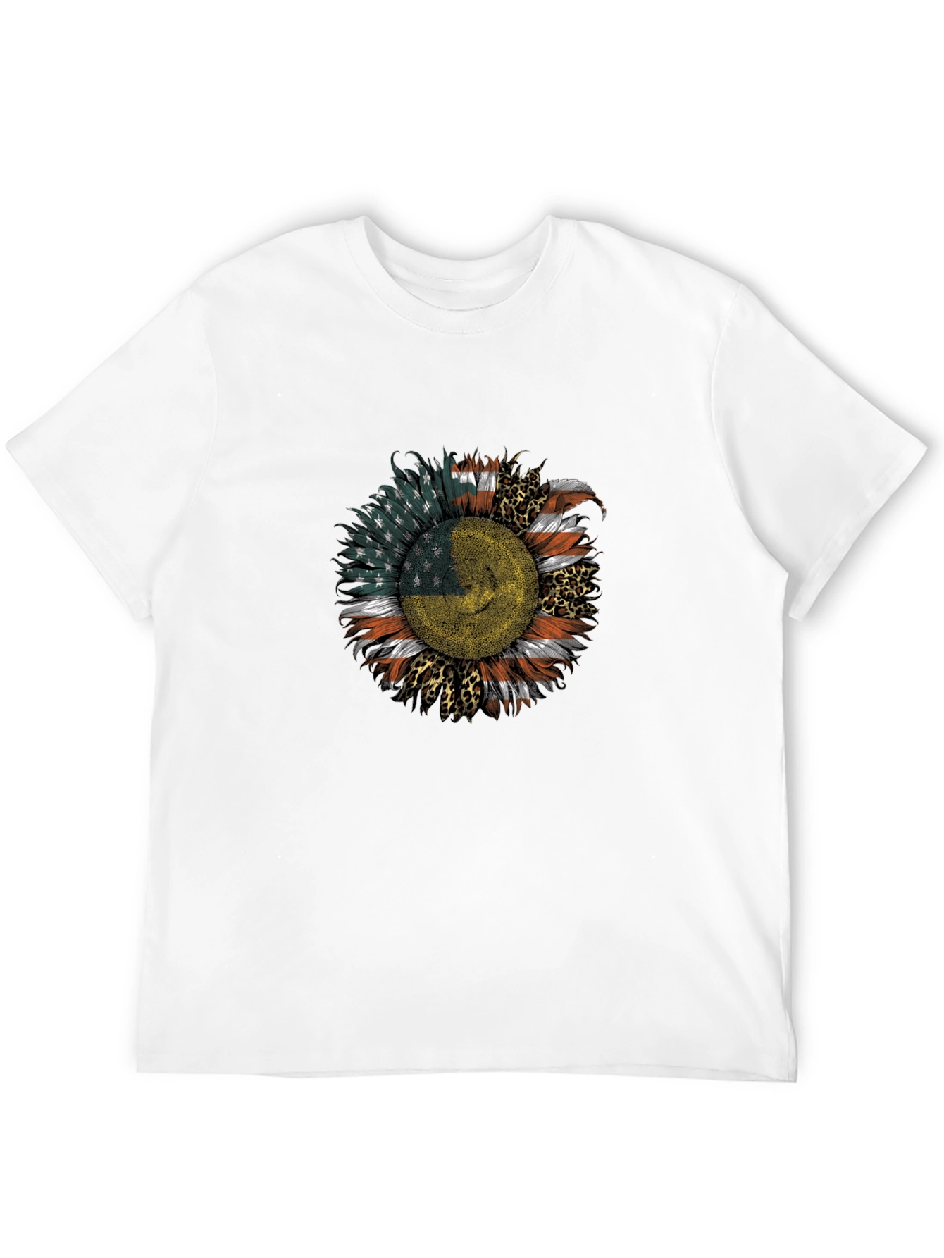 USA Ukraine Flag Sunflower Mens Black T-Shirt