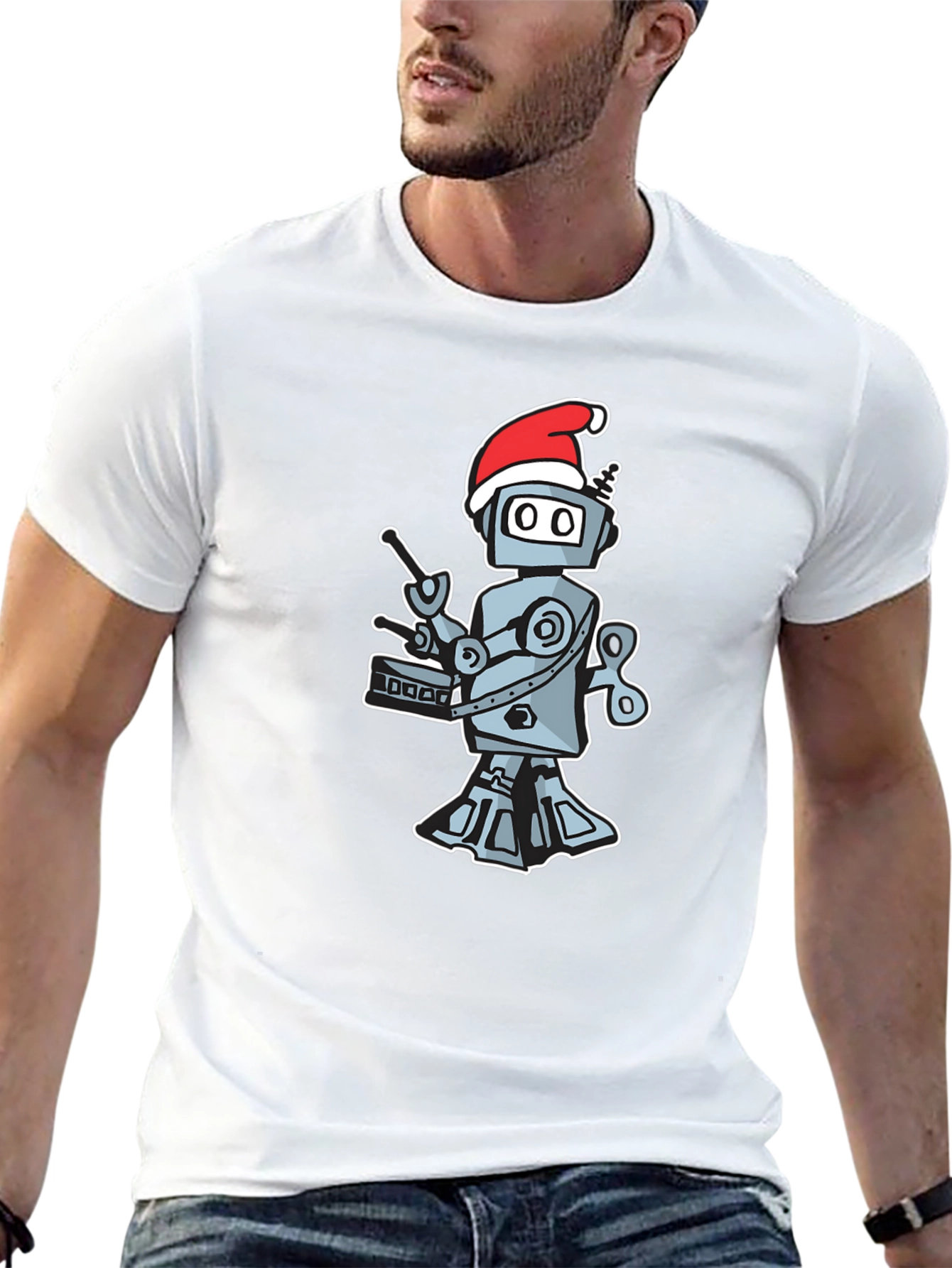 Robot Drummer Christmas Tee