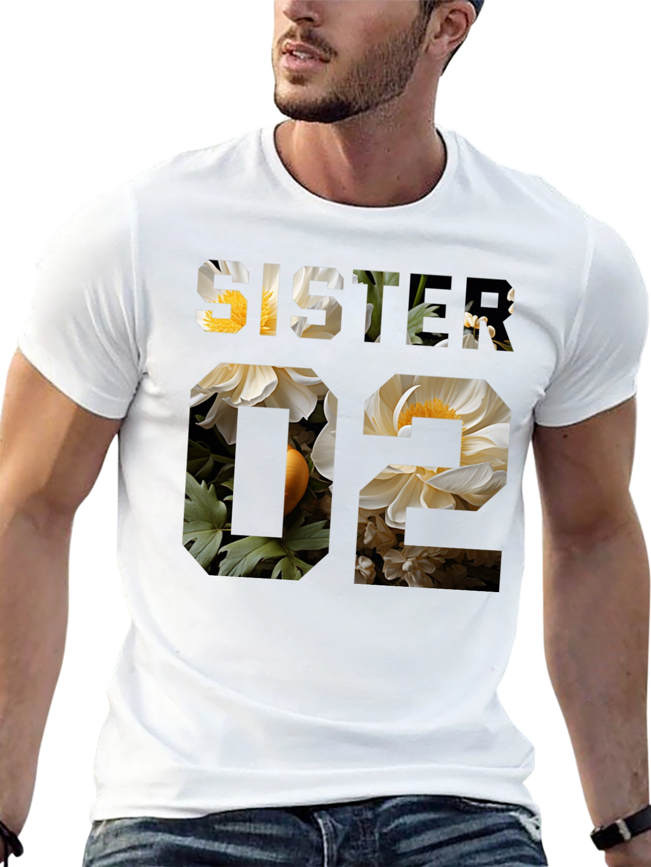 Sister 02 Floral Graphic Print T-Shirt