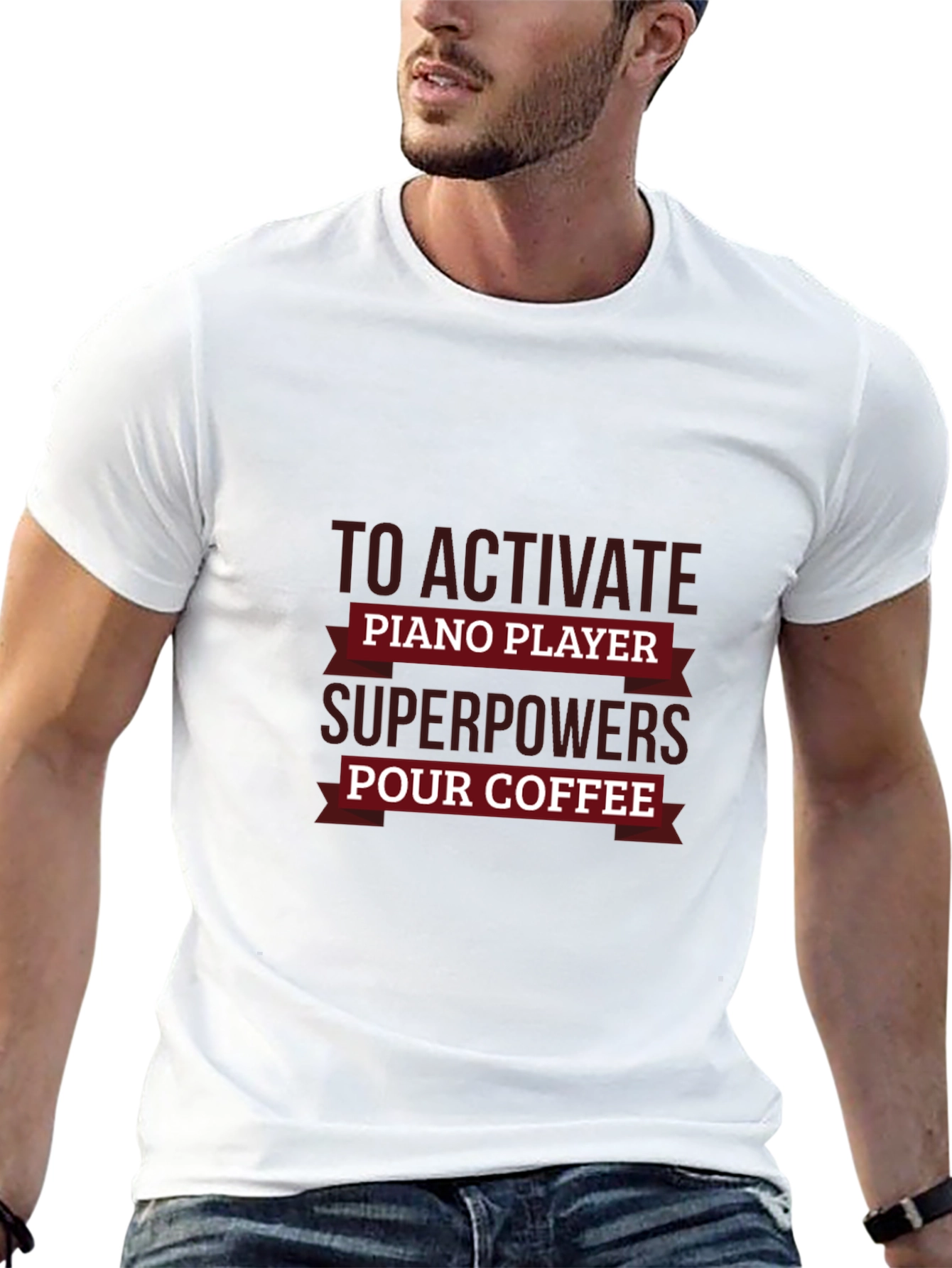 Piano Player Superpowers Coffee Black T-Shirt