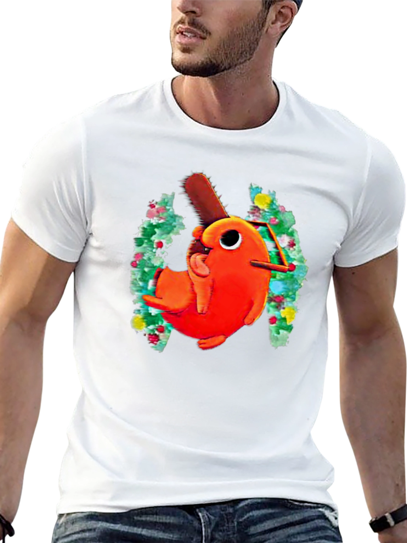 Pochita Chainsaw Dog Graphic Black T-Shirt