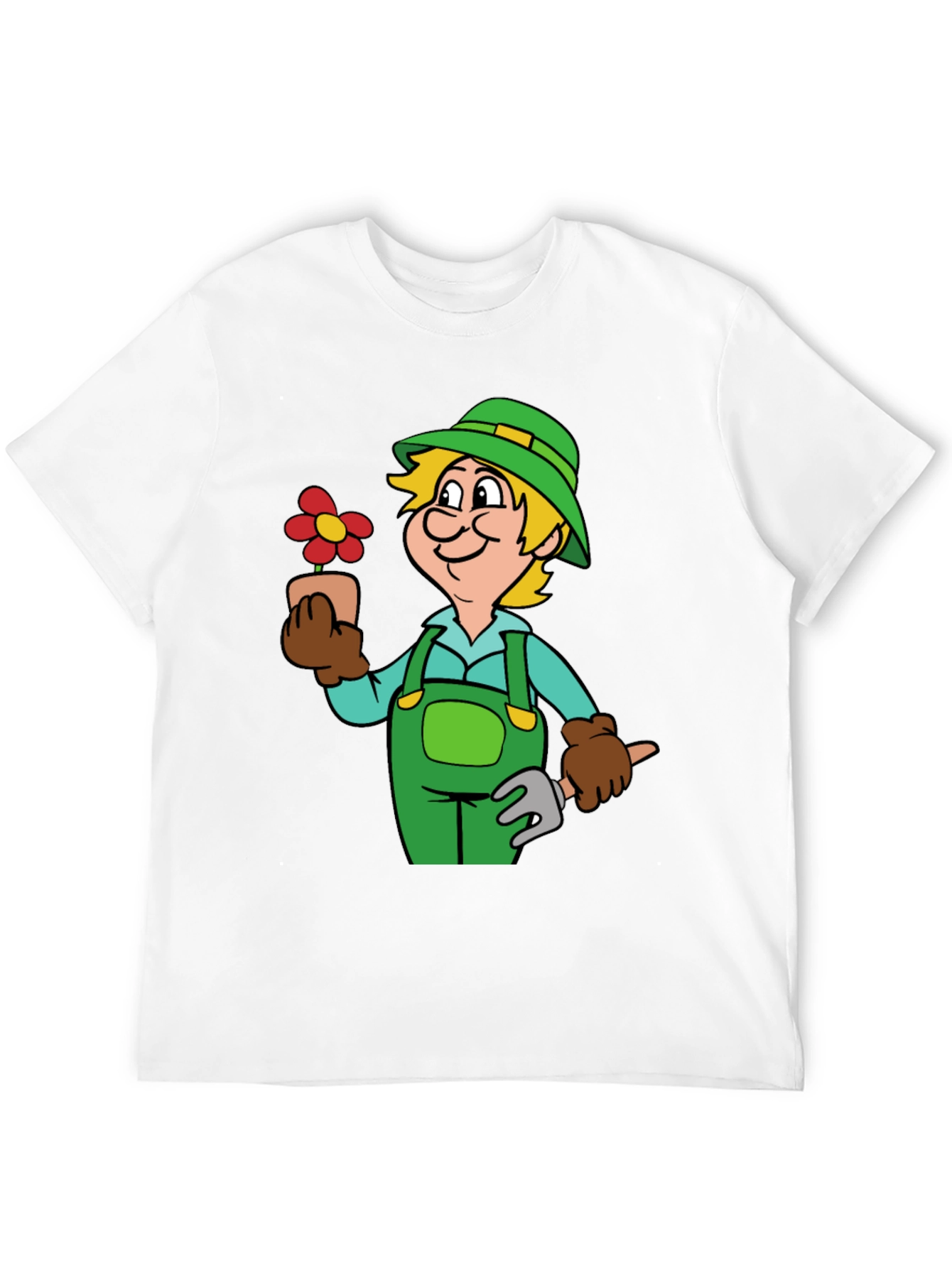 Gardener Cartoon Graphic T-Shirt Black