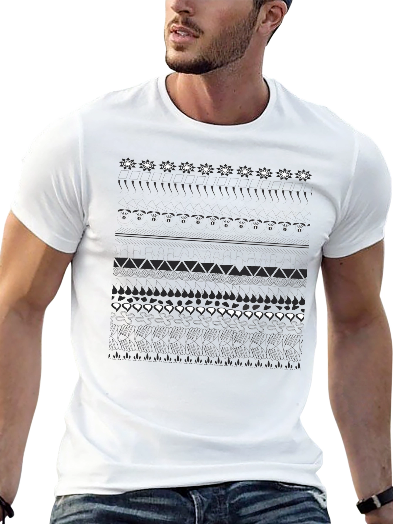 Abstract Pattern Black T-Shirt