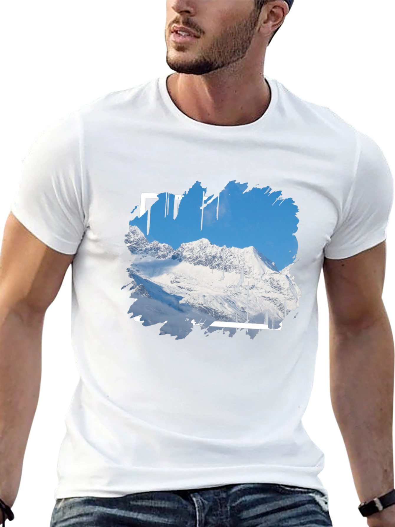 Mountain Scene Graphic Print Black T-Shirt