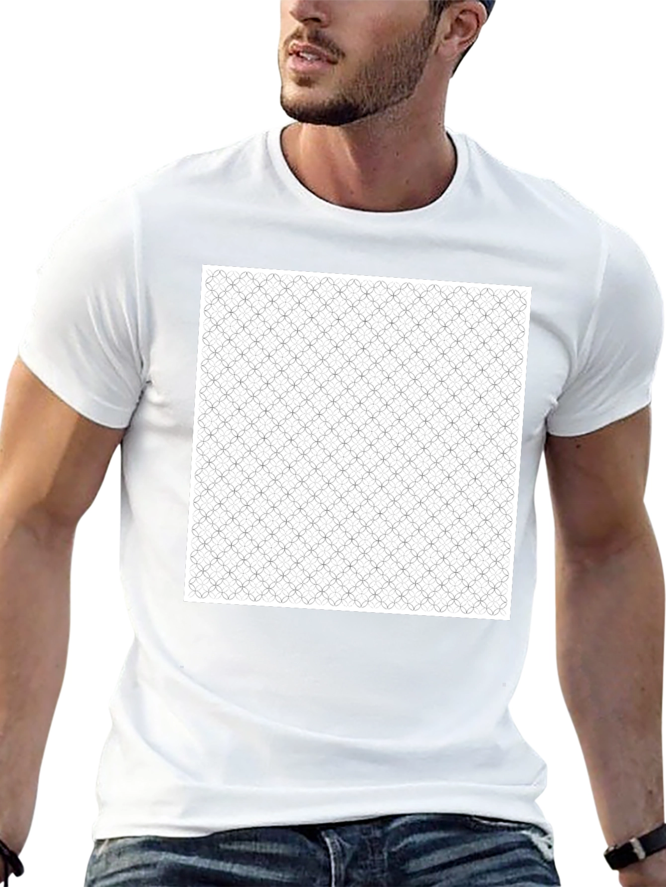 Geometric Print Black Tee