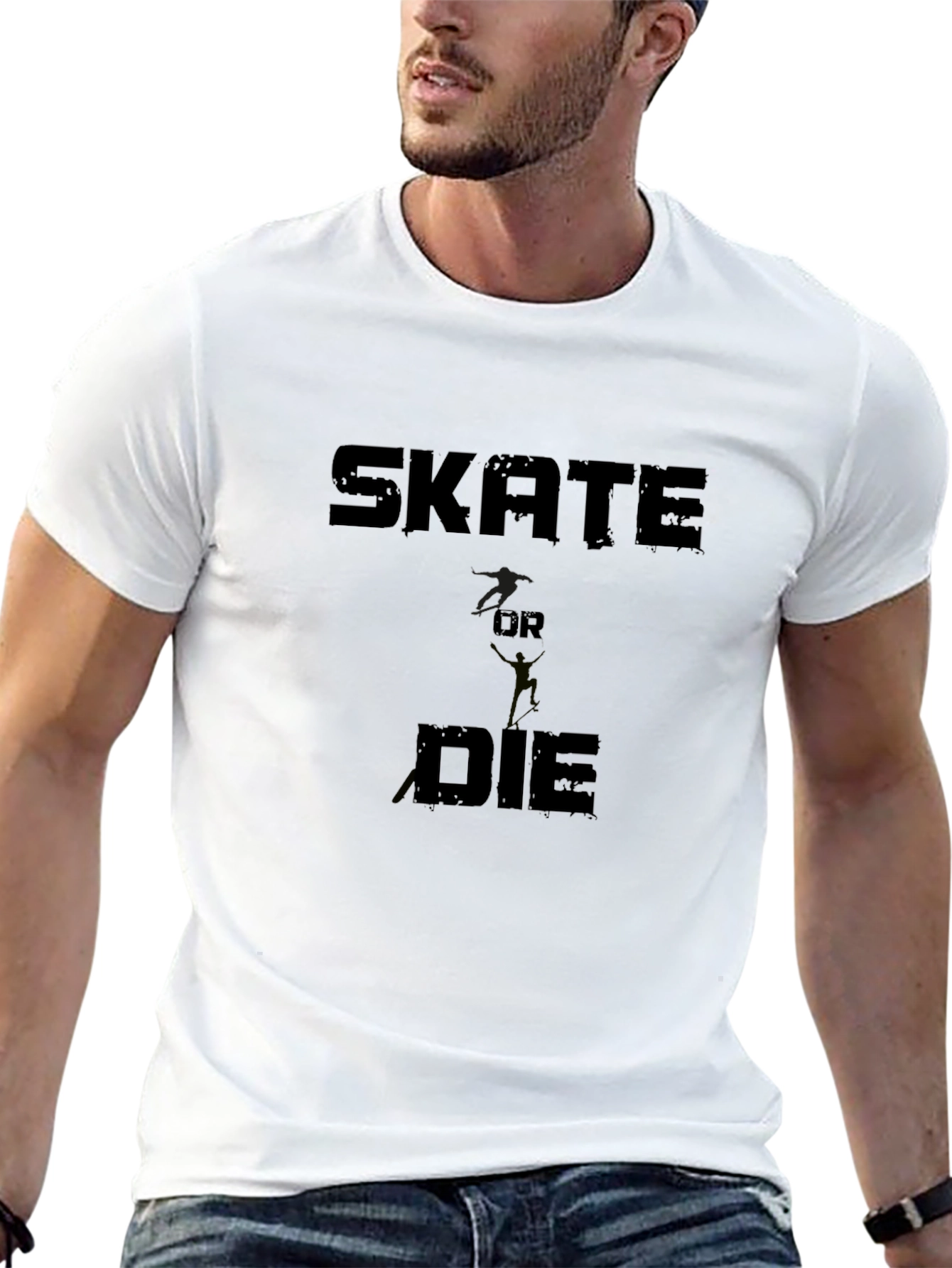 Skate Or Die Graphic Print Black T-Shirt
