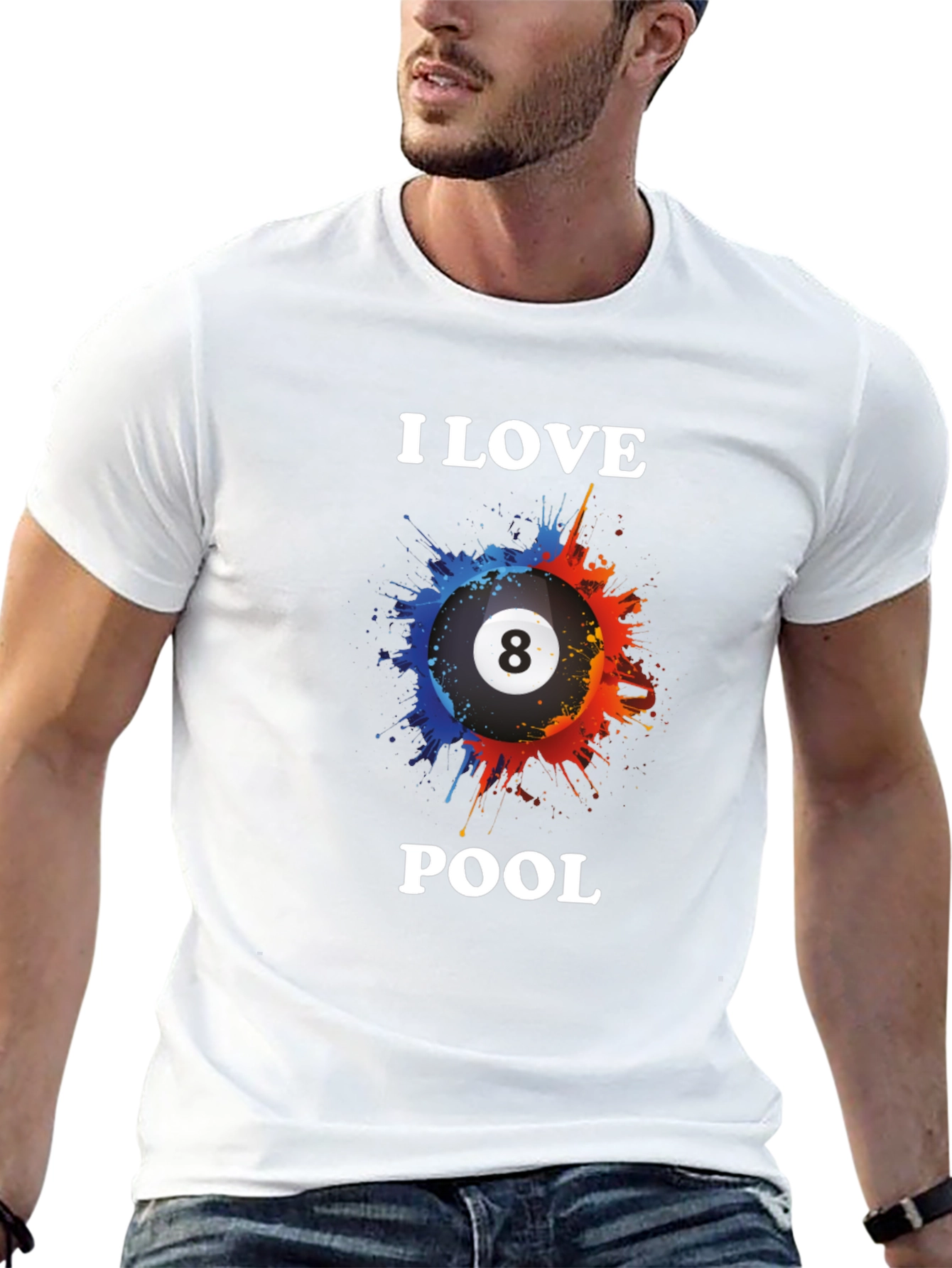 I Love Pool Graphic Tee - Billiards Fan T-Shirt