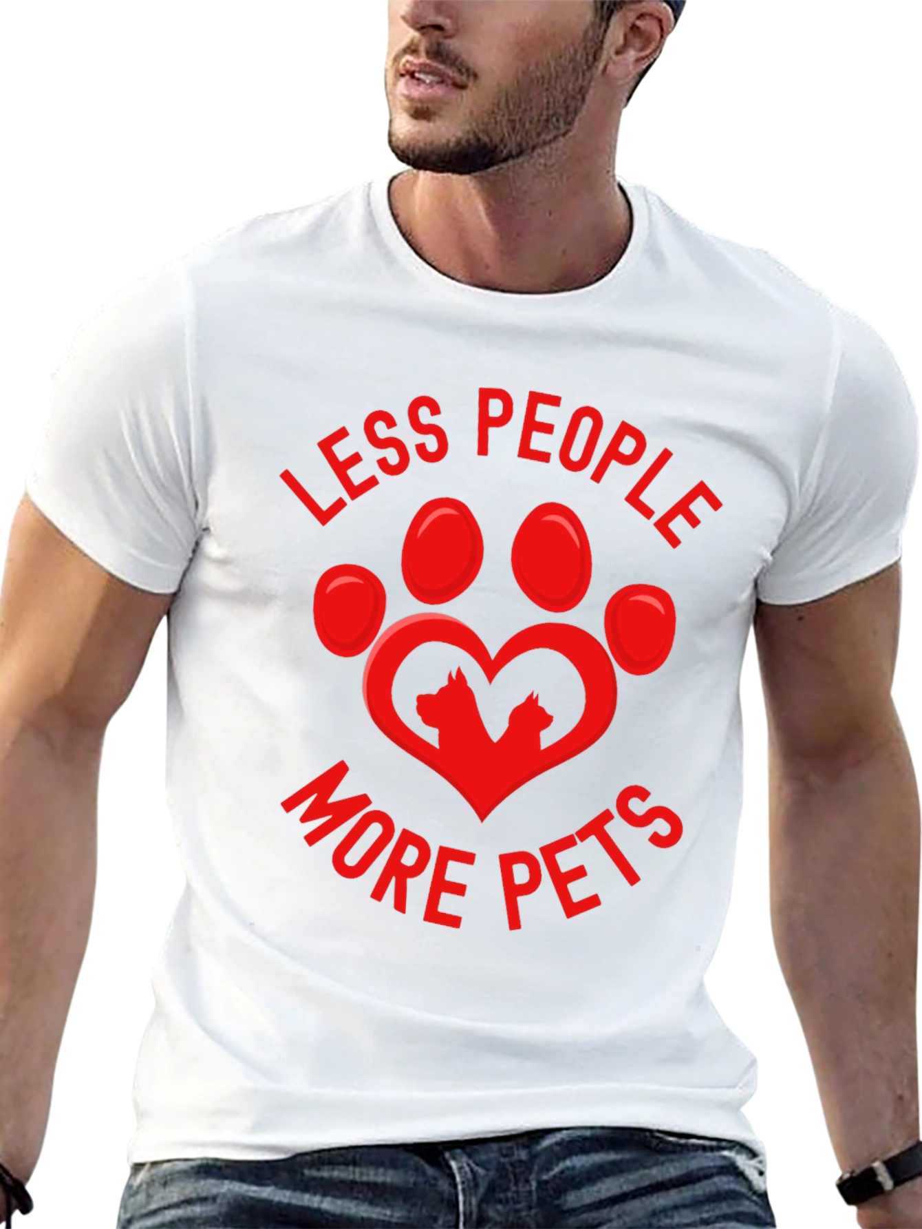 Less People More Pets Graphic T-Shirt