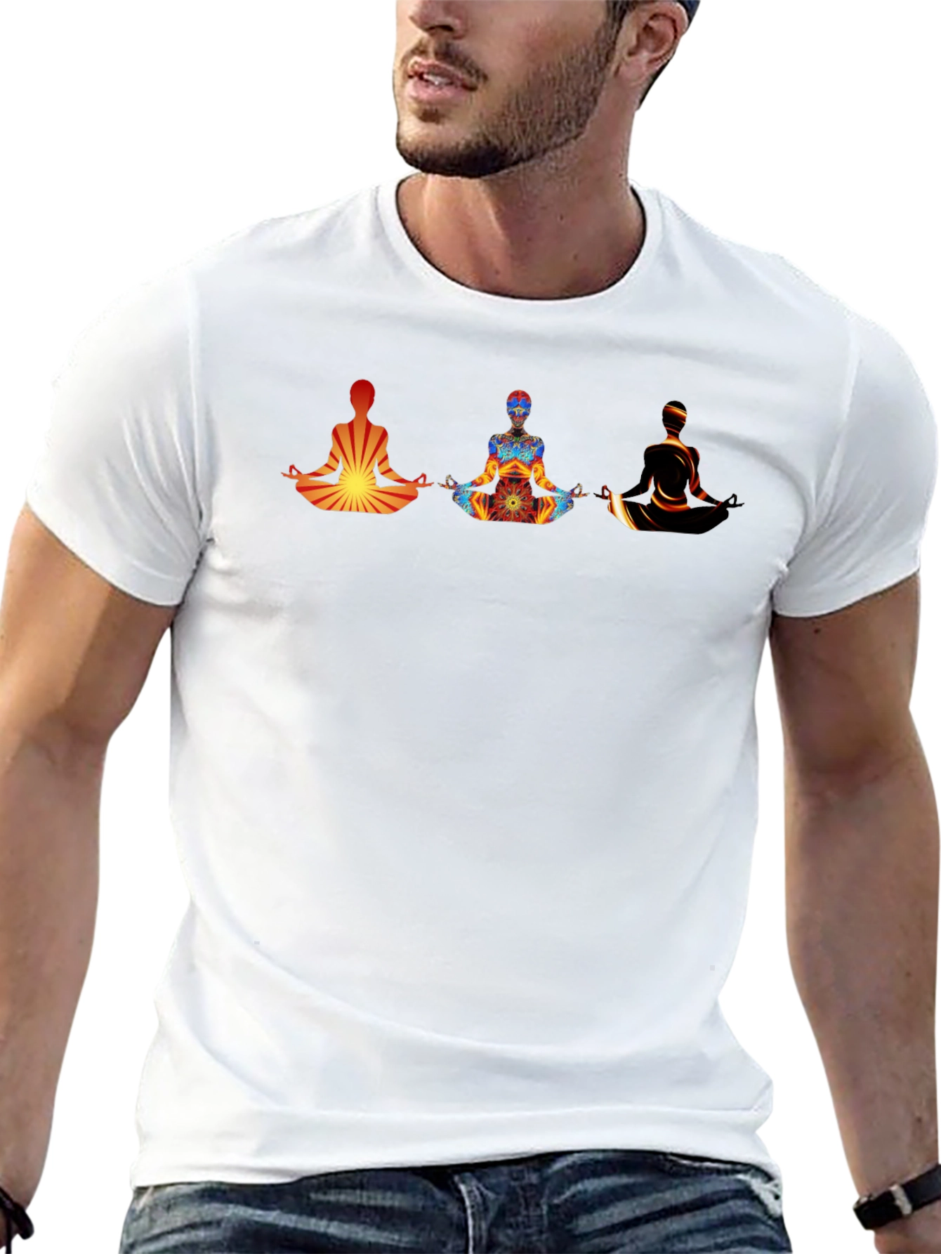 Meditating Figures Graphic Tee - Mens Black T-Shirt