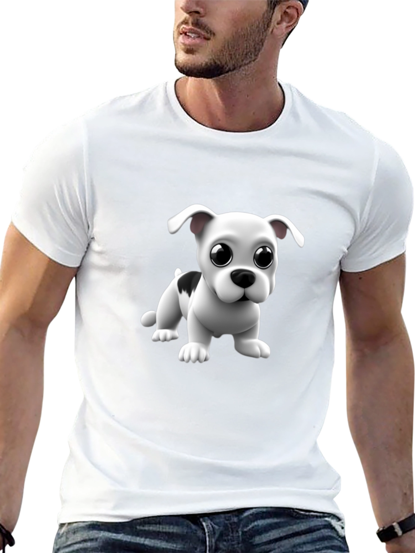 Cute Puppy Graphic Black T-Shirt