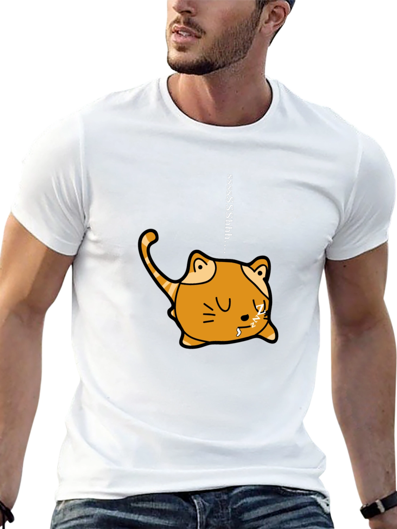 Sleeping Cat Graphic Tee - Funny & Cute