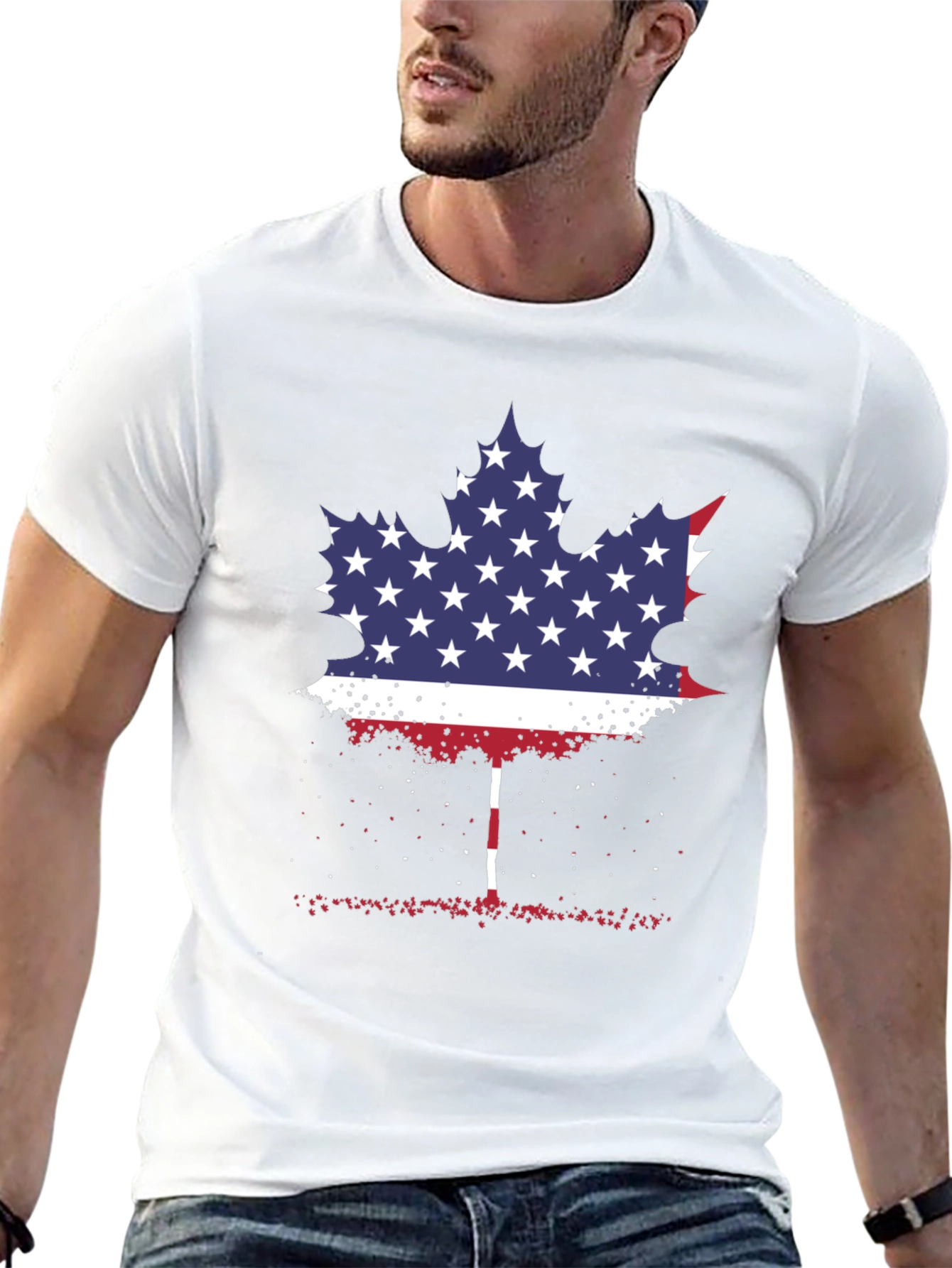American Flag Maple Leaf Graphic Tee
