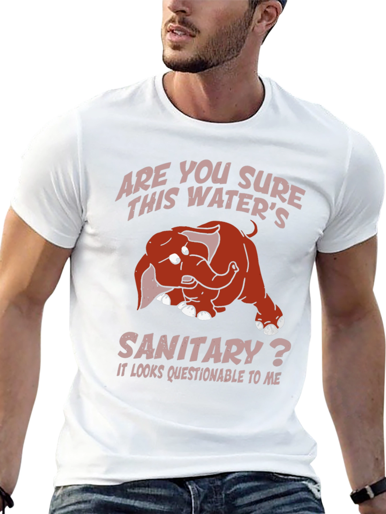 Humorous Elephant T-Shirt: Sanitary Water?