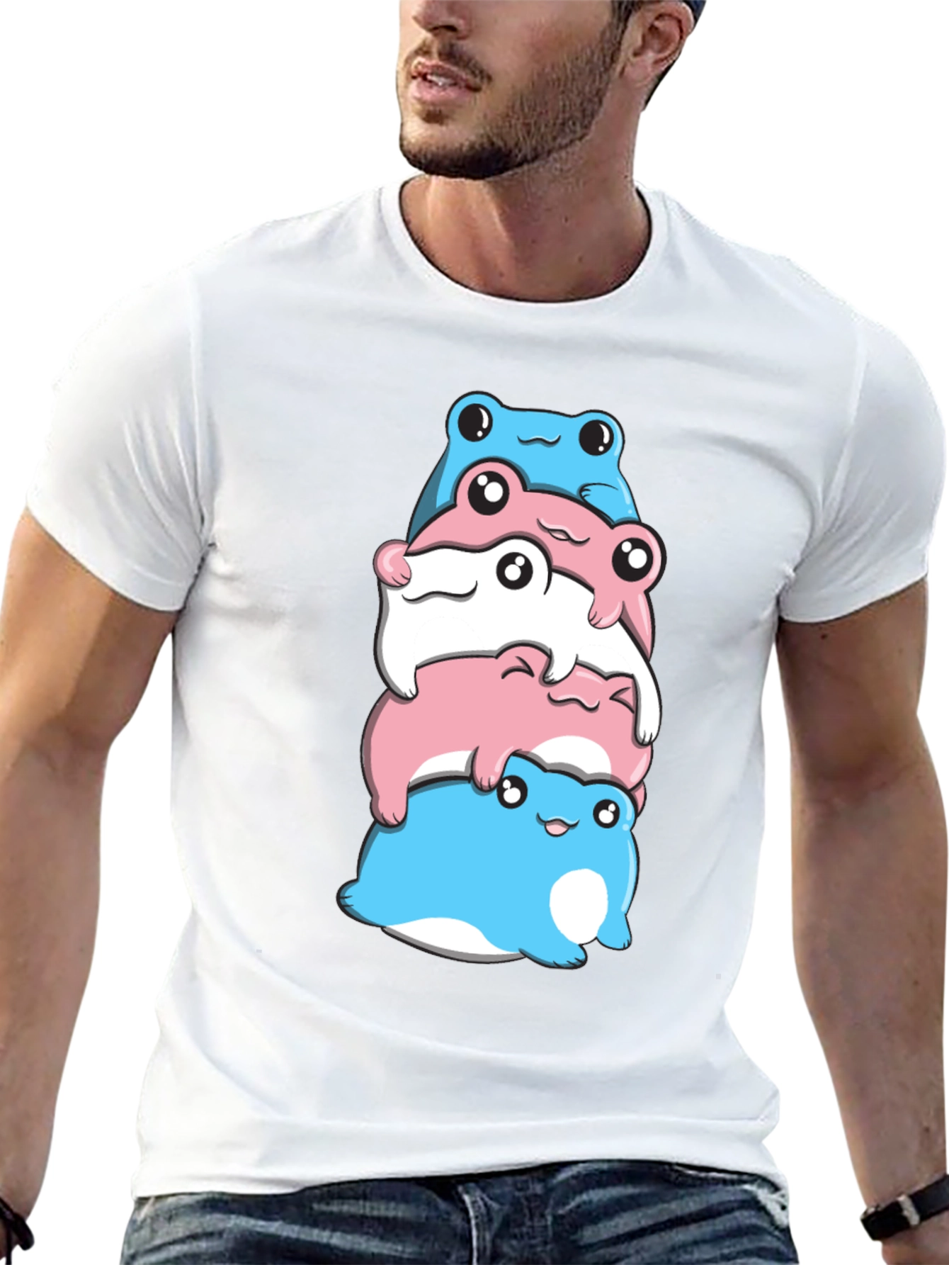 Stacked Transgender Pride Frogs Graphic Tee