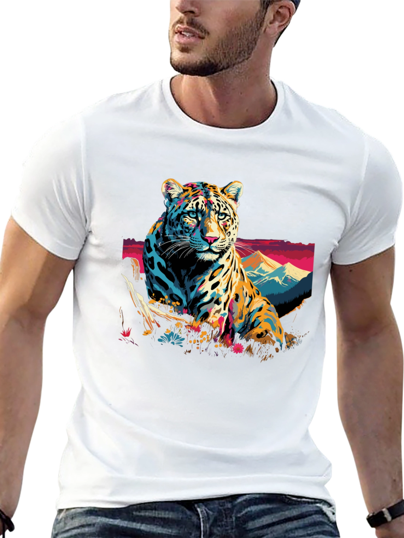Bold Leopard Graphic Tee - Mens Black T-Shirt