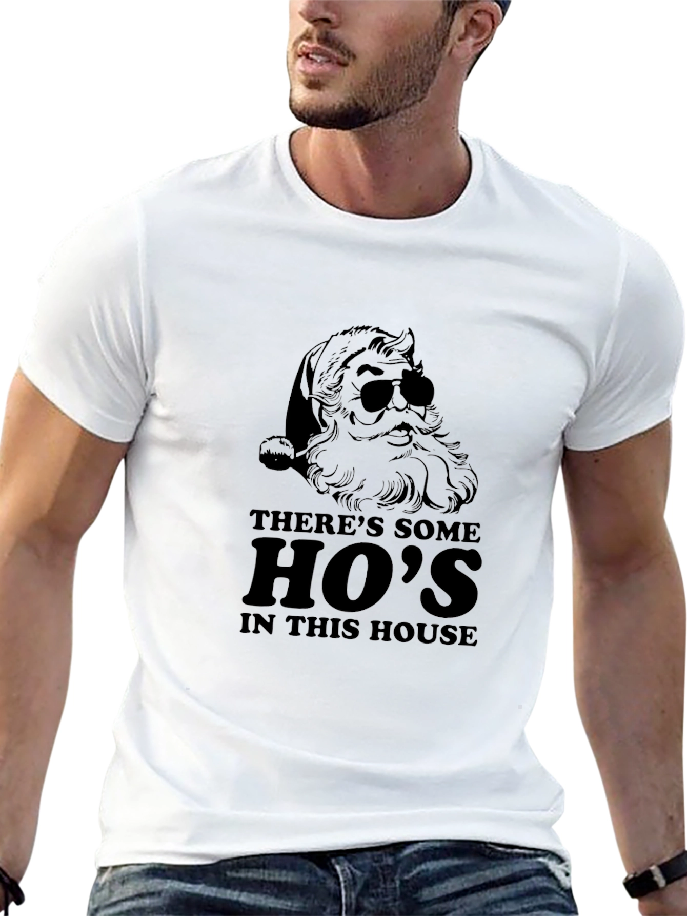 Funny Santa Hos In This House Black T-Shirt