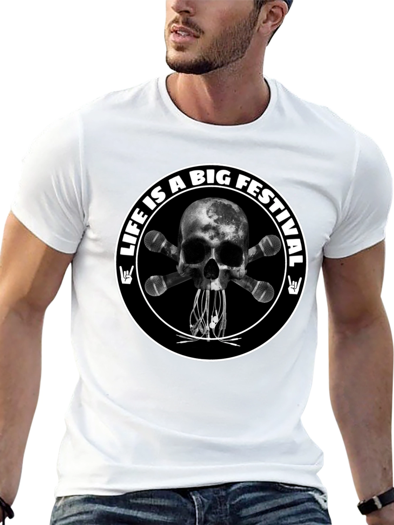 Life is a Big Festival Skull & Mic T-Shirt
