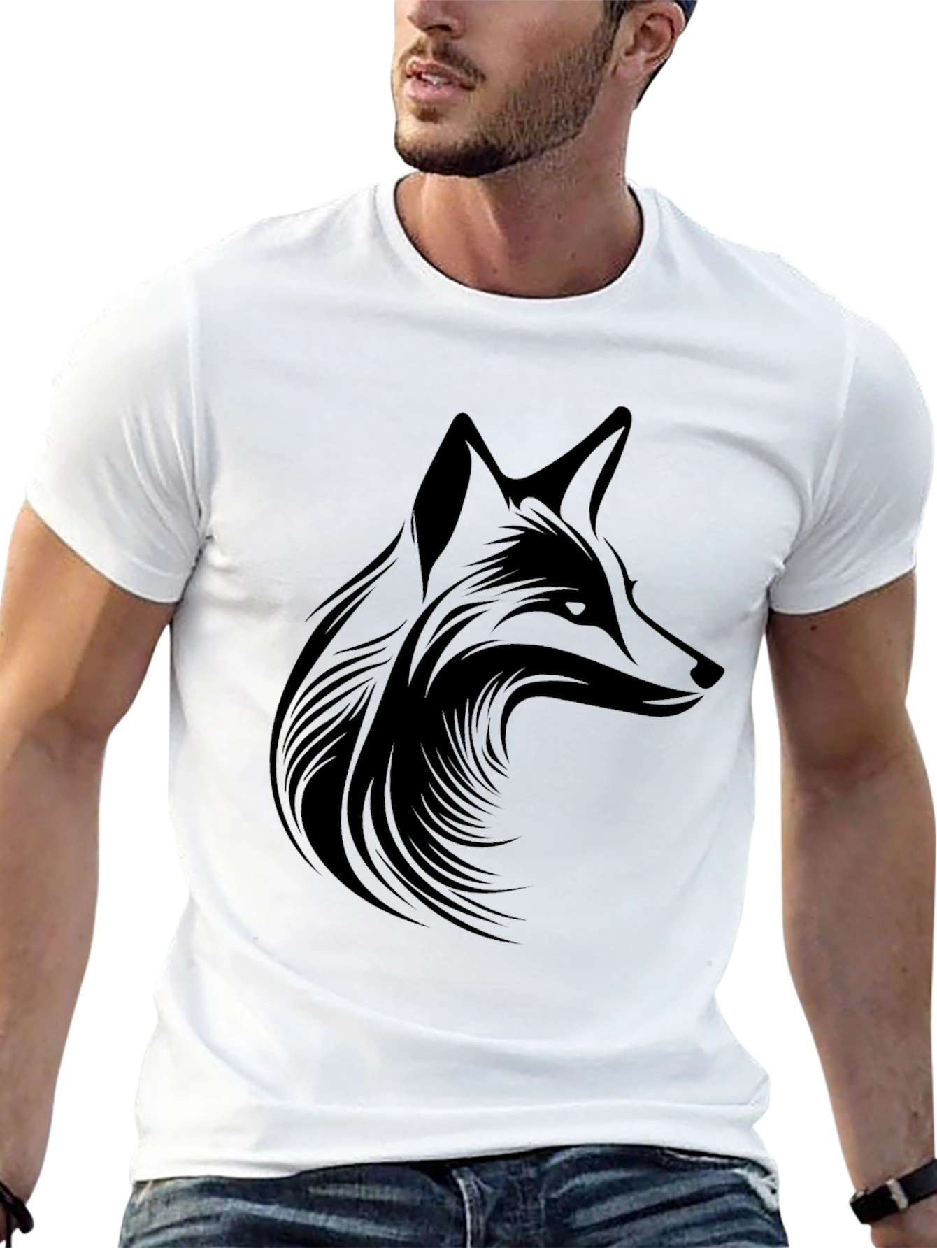 Fox Graphic Print Black T-Shirt