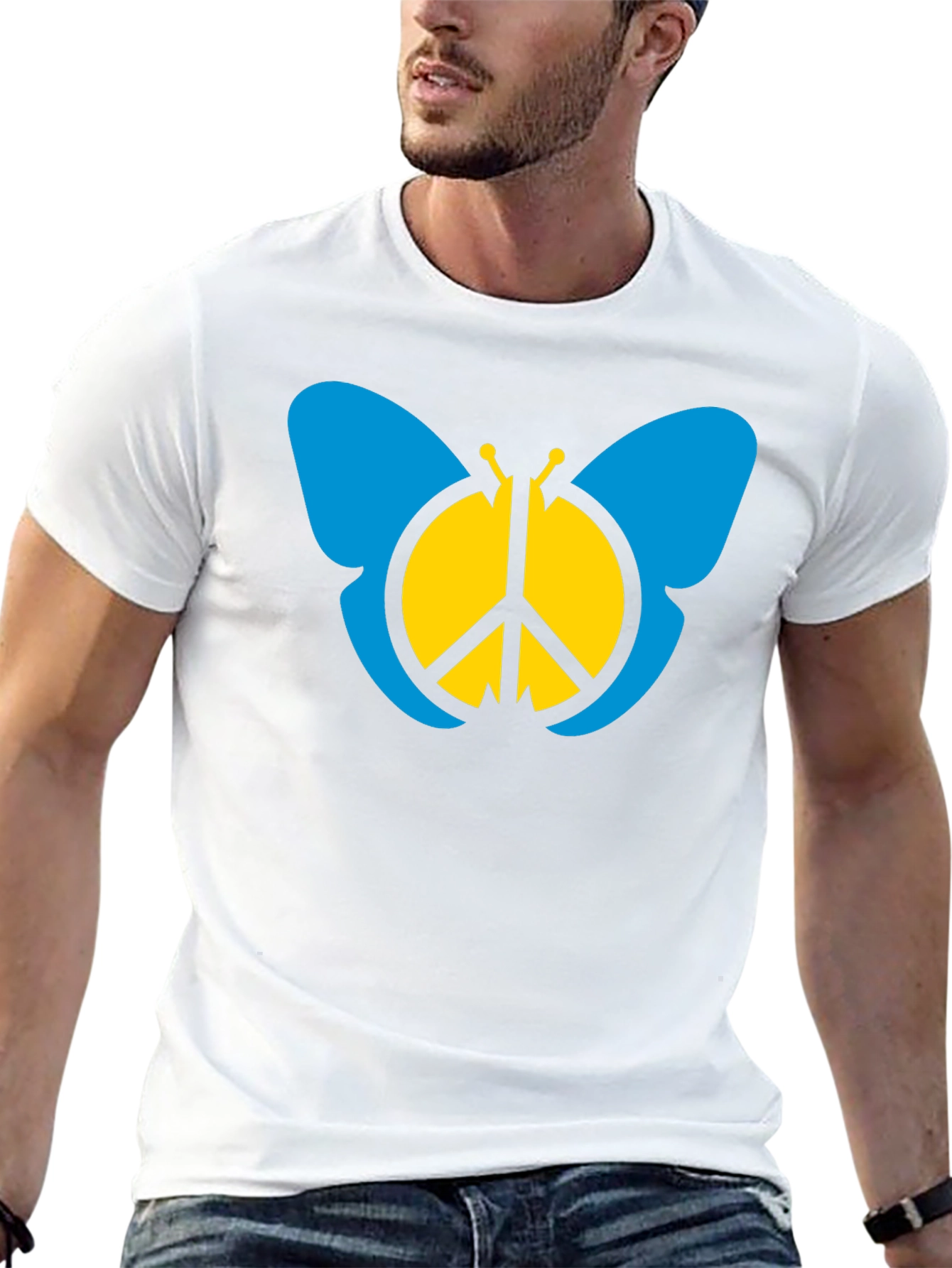 Peace Butterfly Graphic Tee - Black Cotton T-Shirt