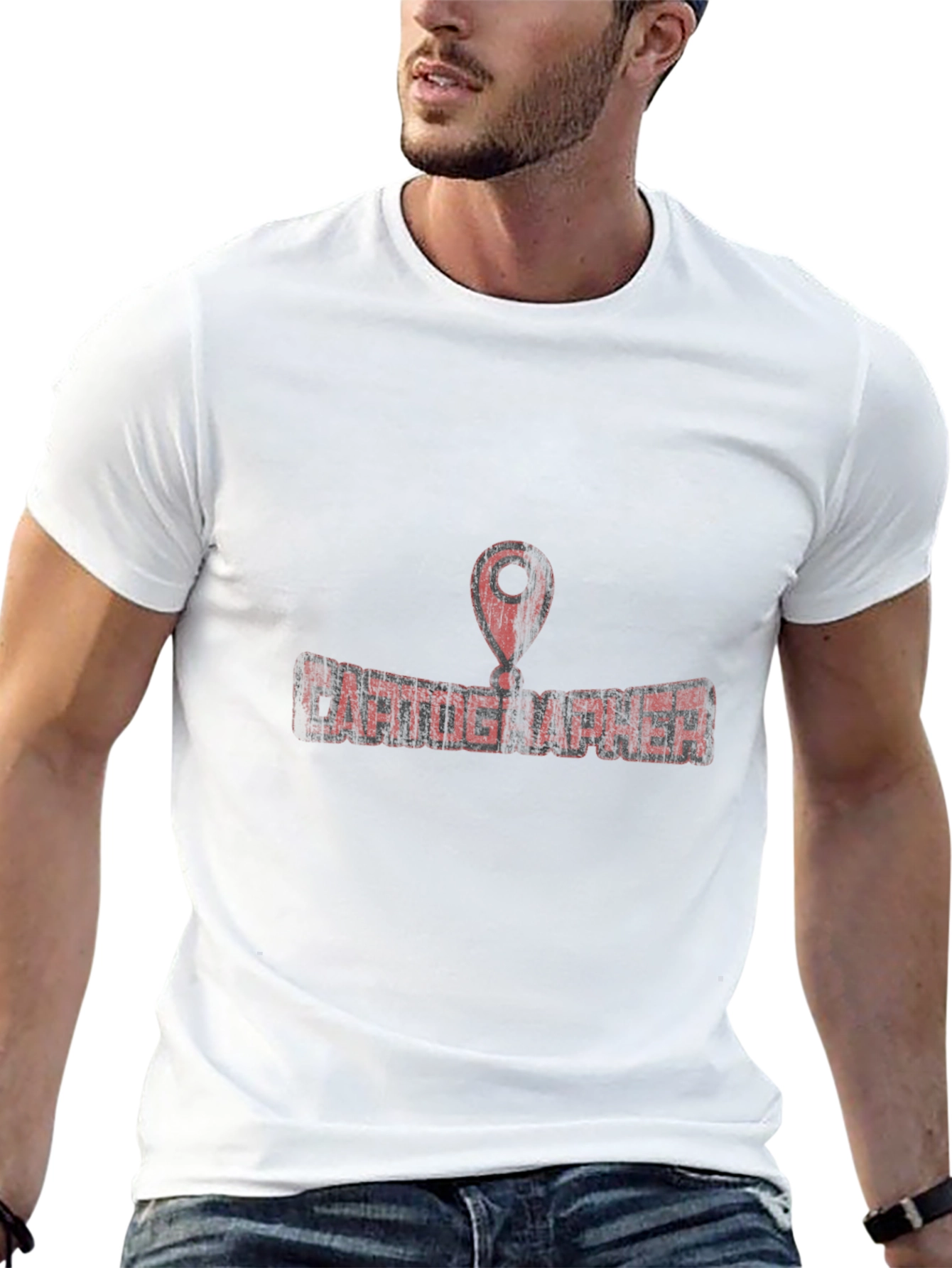 Cartographer T-Shirt - Black with Map Pin Design