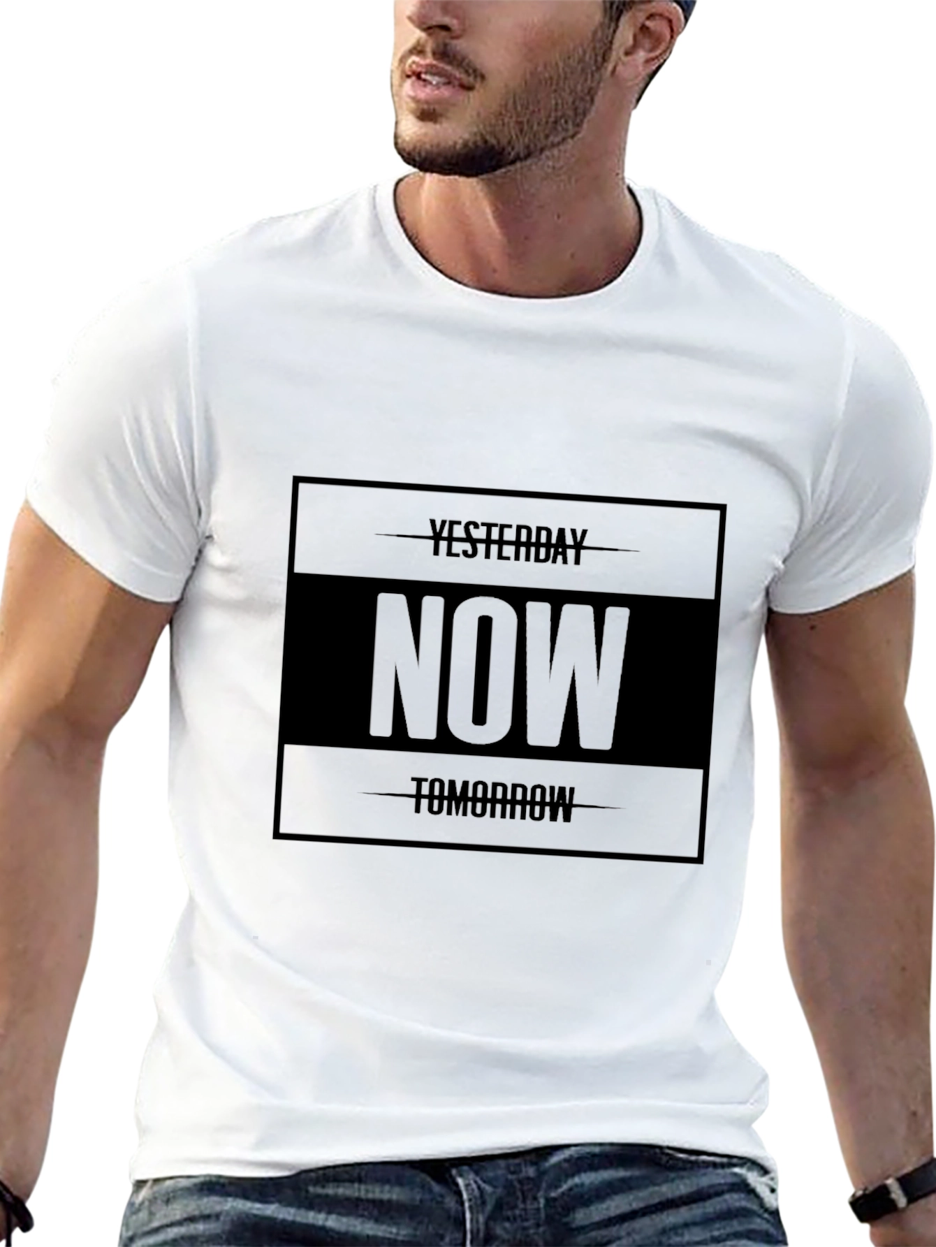 Mens Black Now Graphic Tee